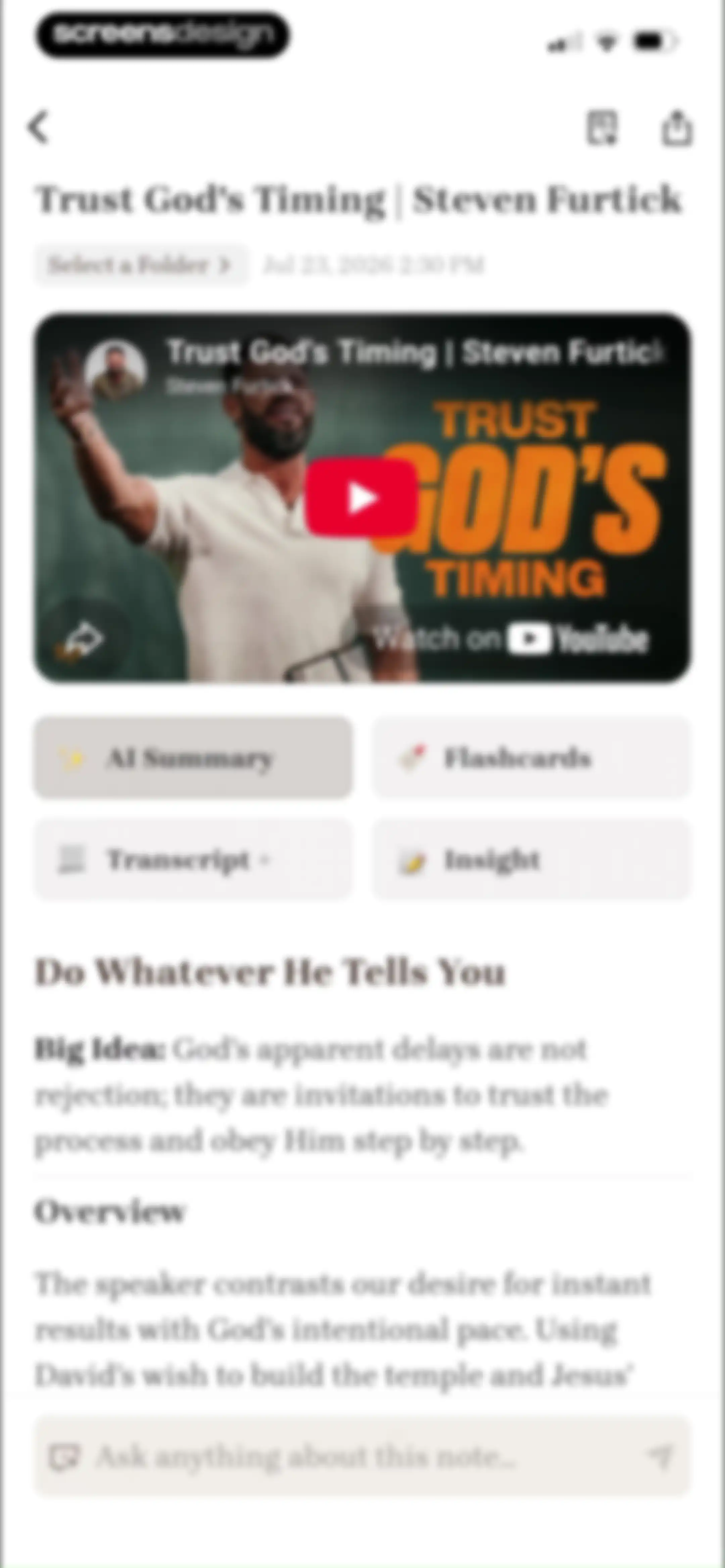 Bible Note: Sermon Notes screen 78