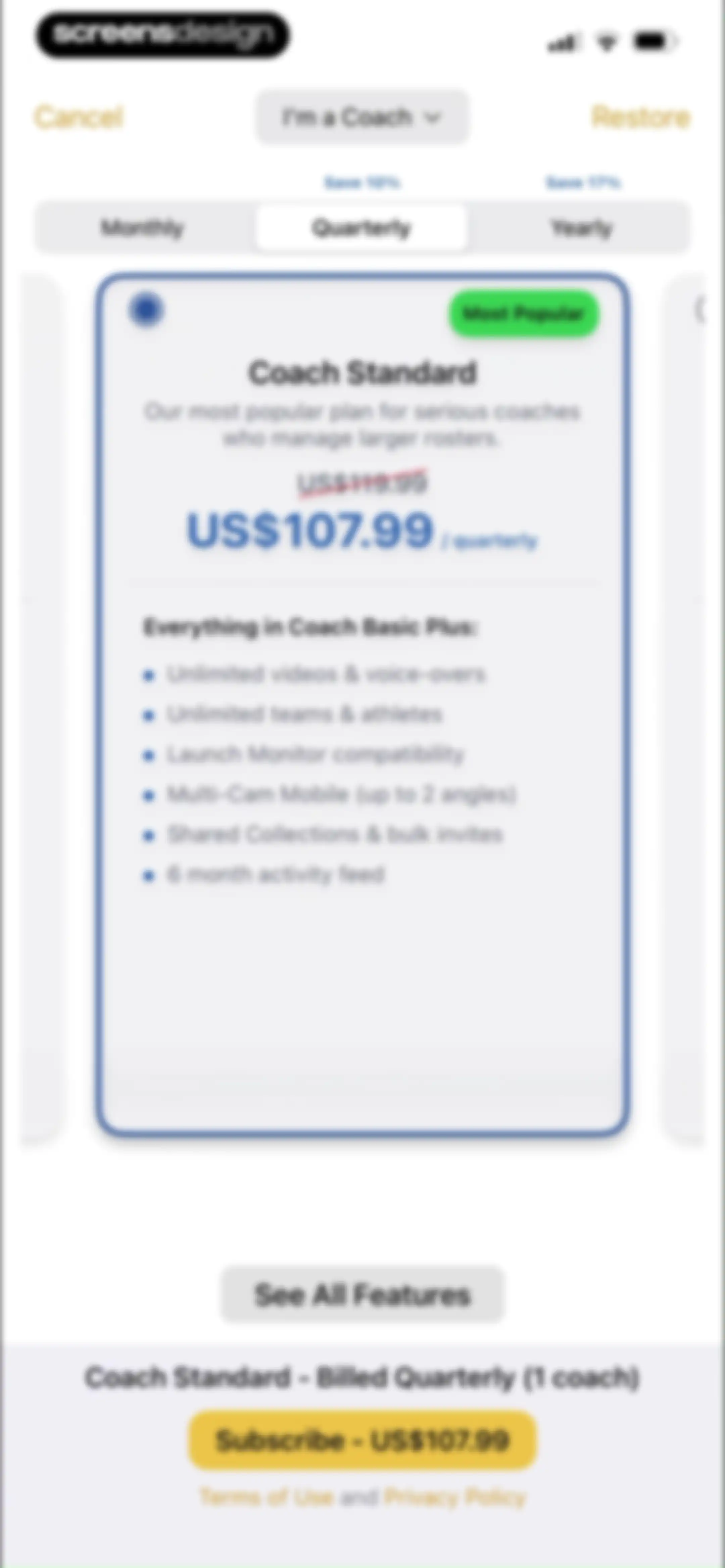 Onform: Video Analysis App screen 92