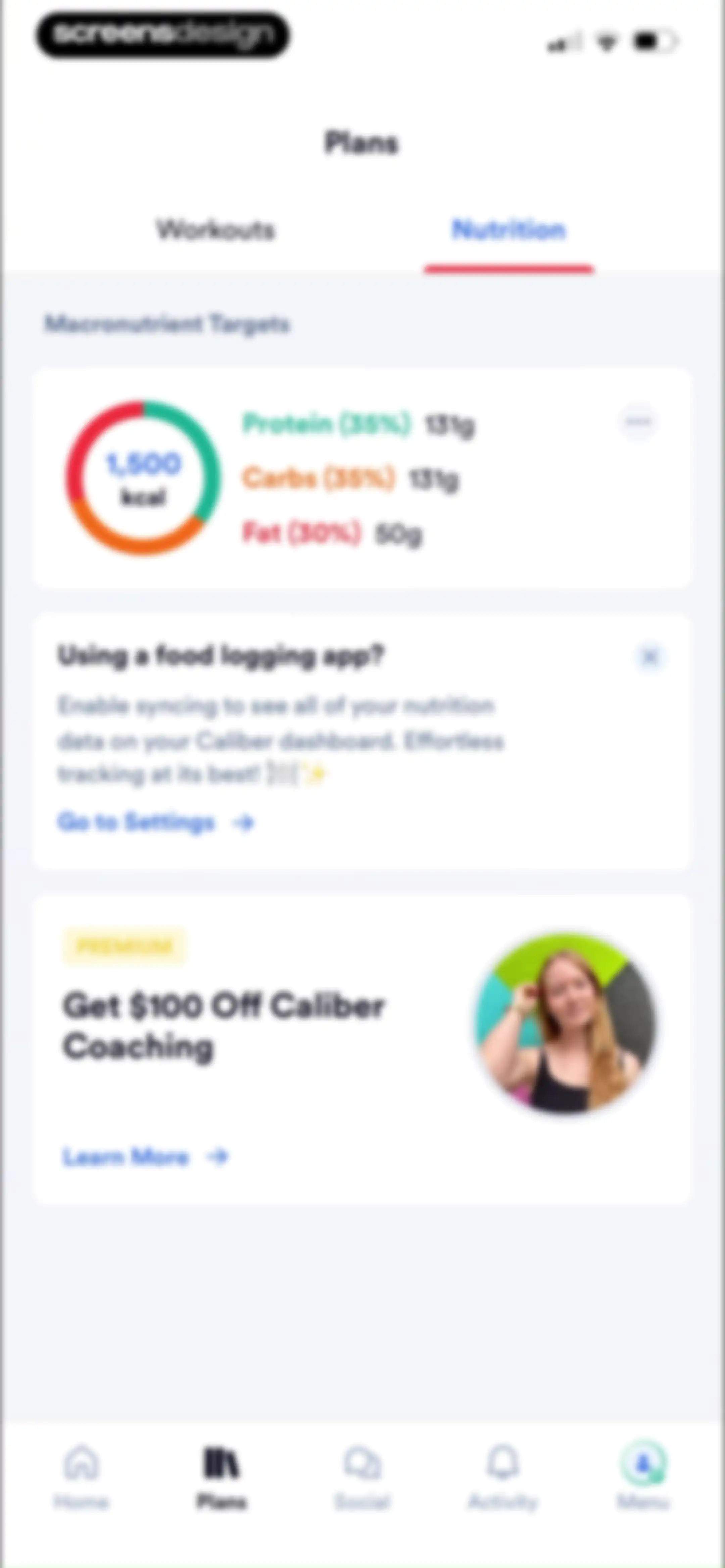 Caliber: Strength Training screen 161