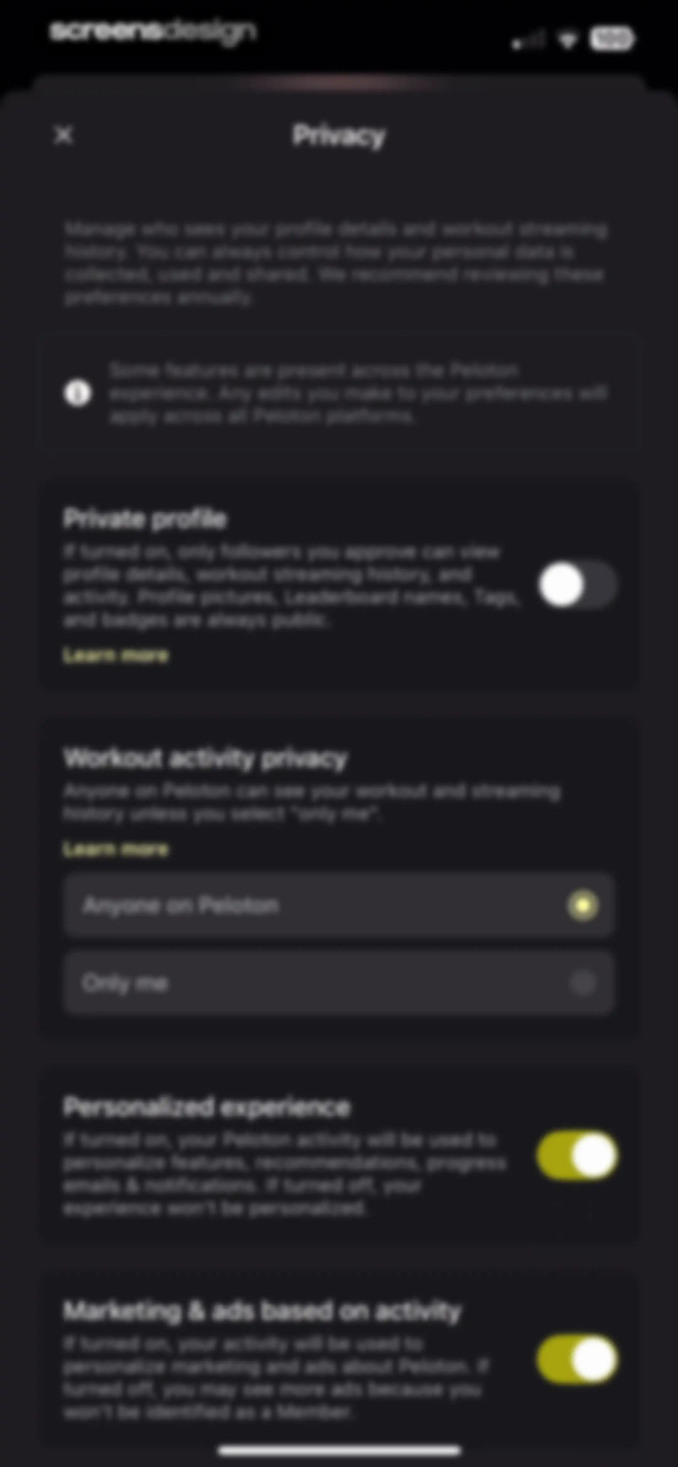 Peloton Strength+ screen 139