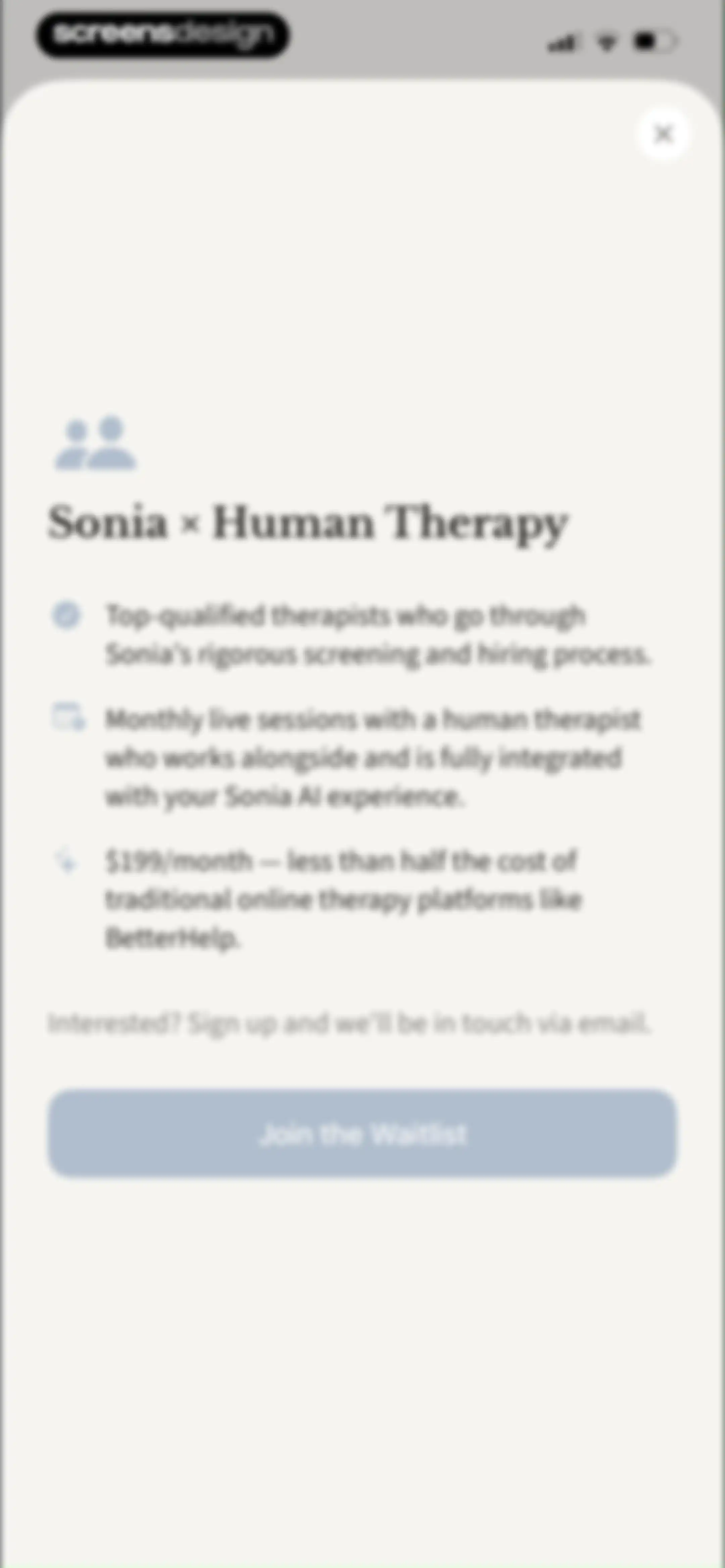 Sonia: AI for Mental Health screen 114