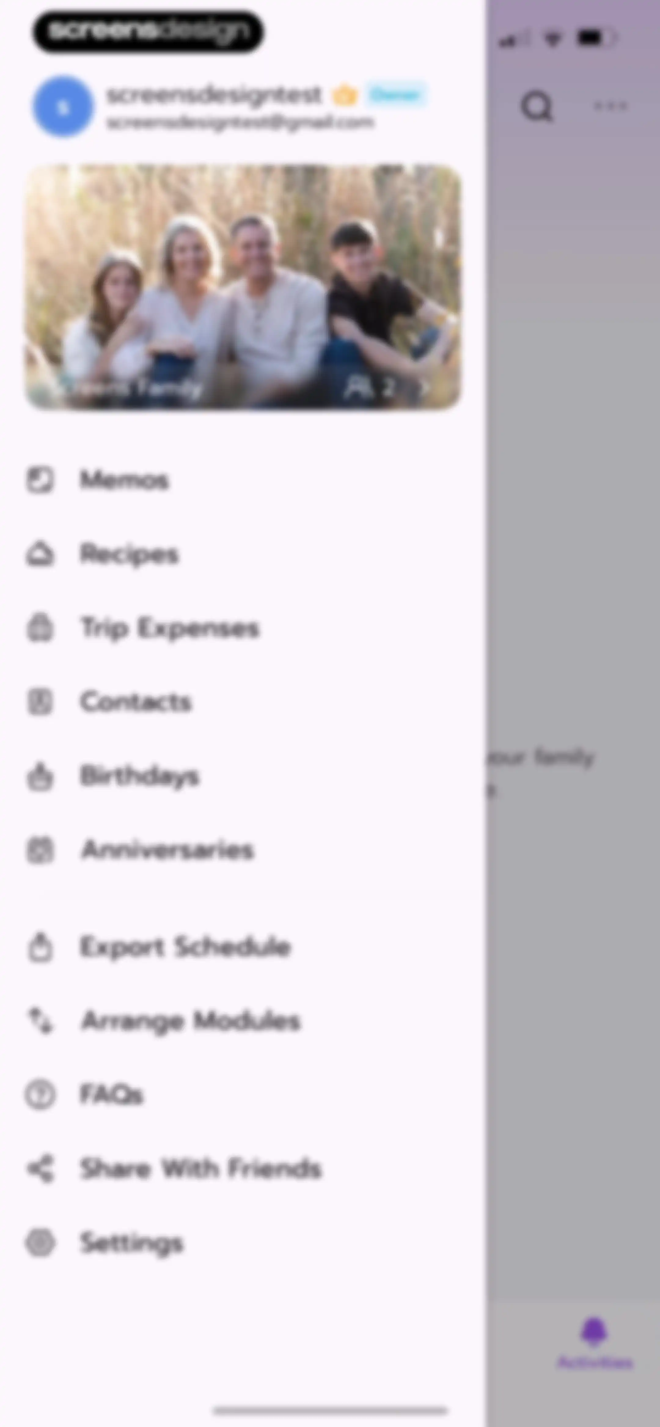 Shared Family Calendar: FamCal screen 90