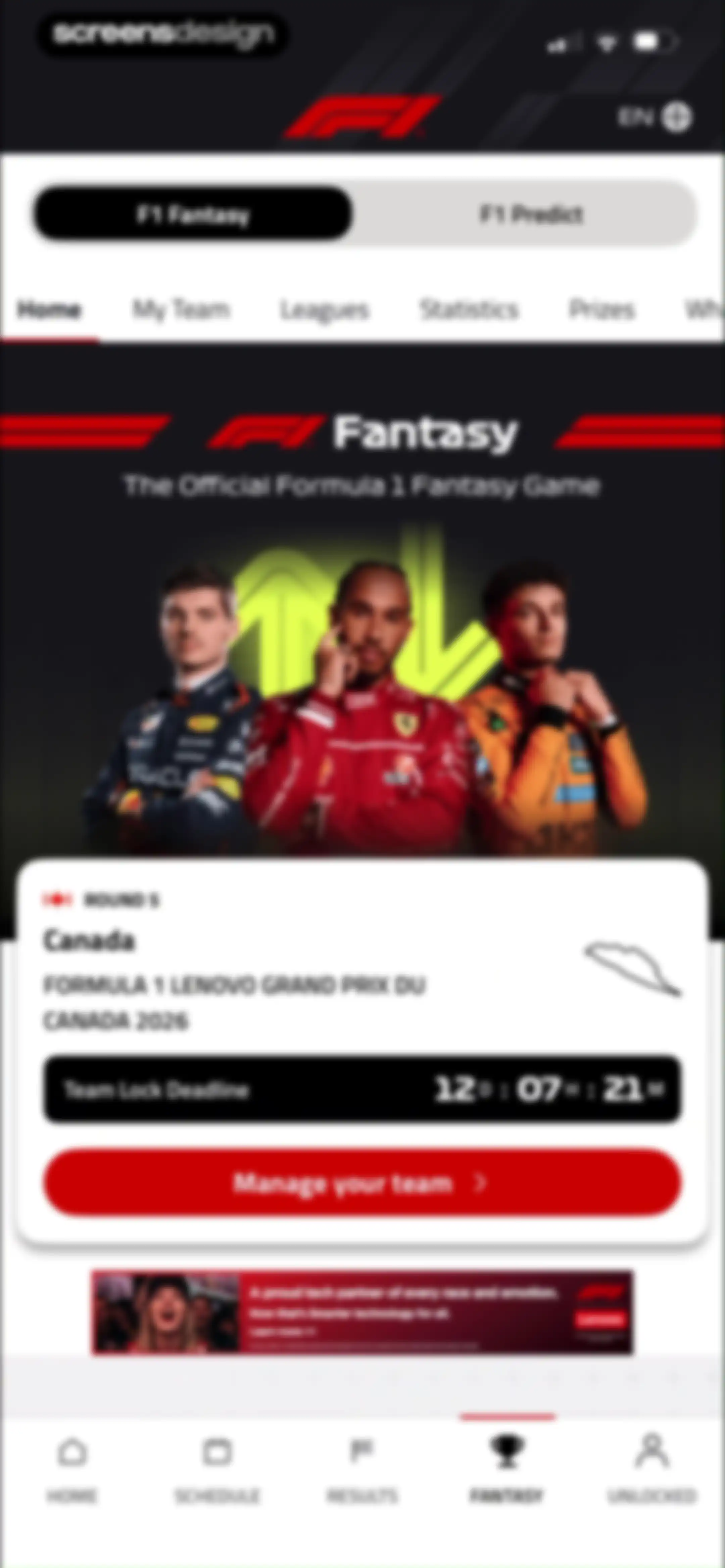 Formula 1® screen 106