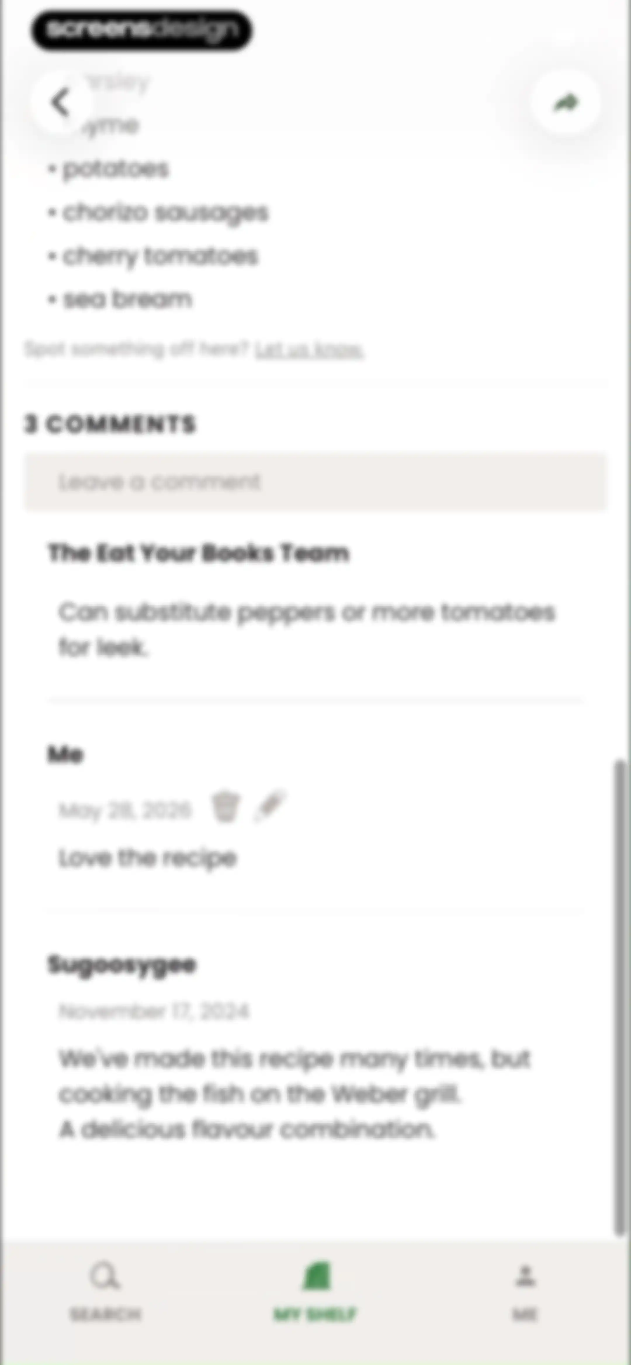 CookShelf: Search Cookbooks screen 59