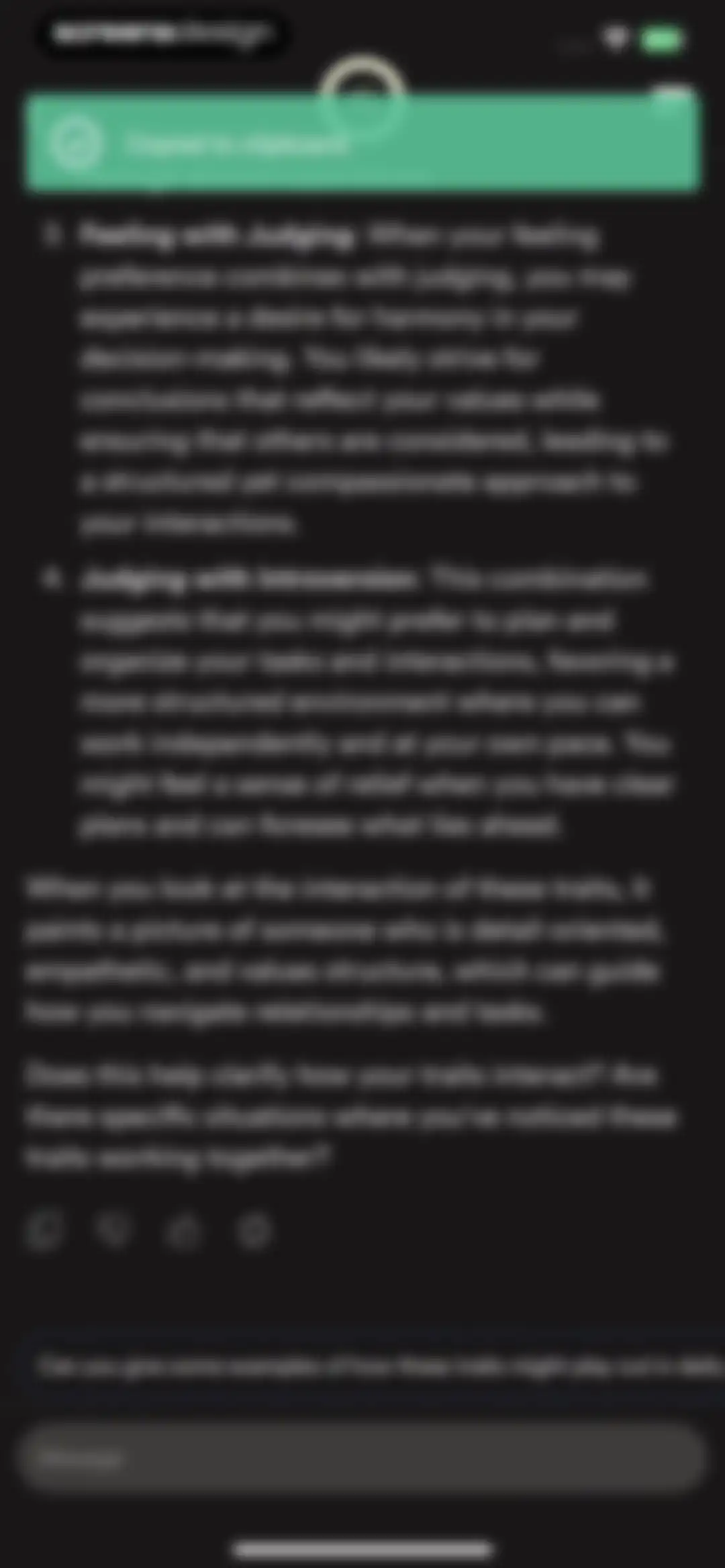 Dimensional: Personality Test screen 87