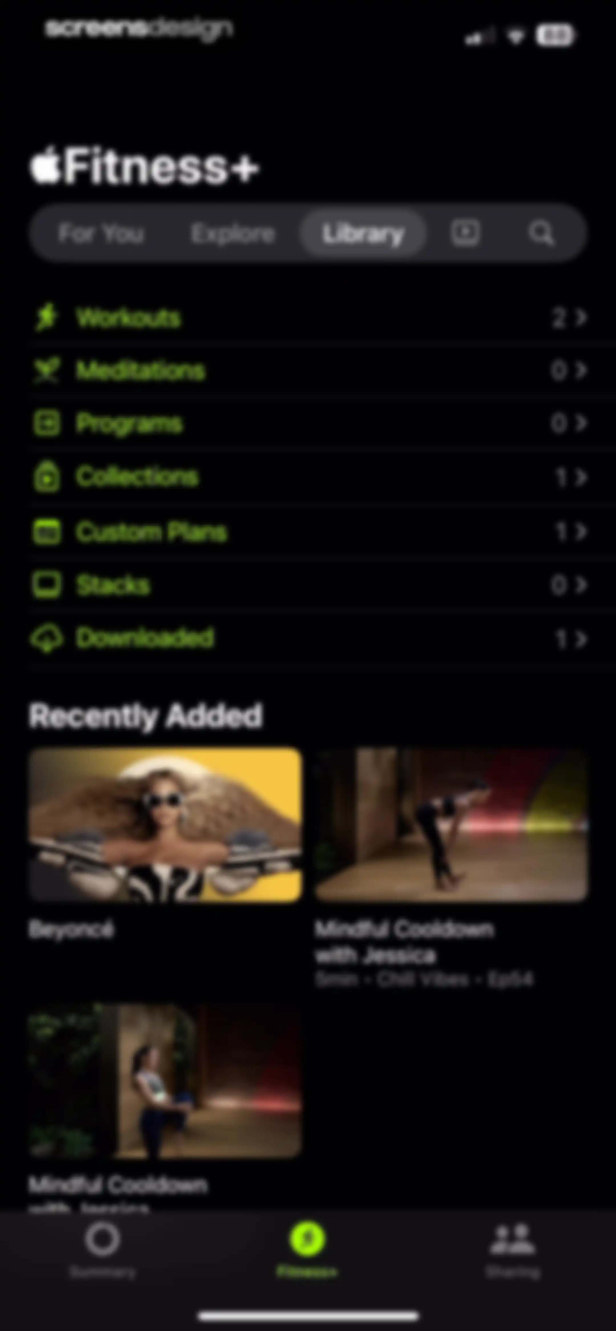 Apple Fitness screen 138