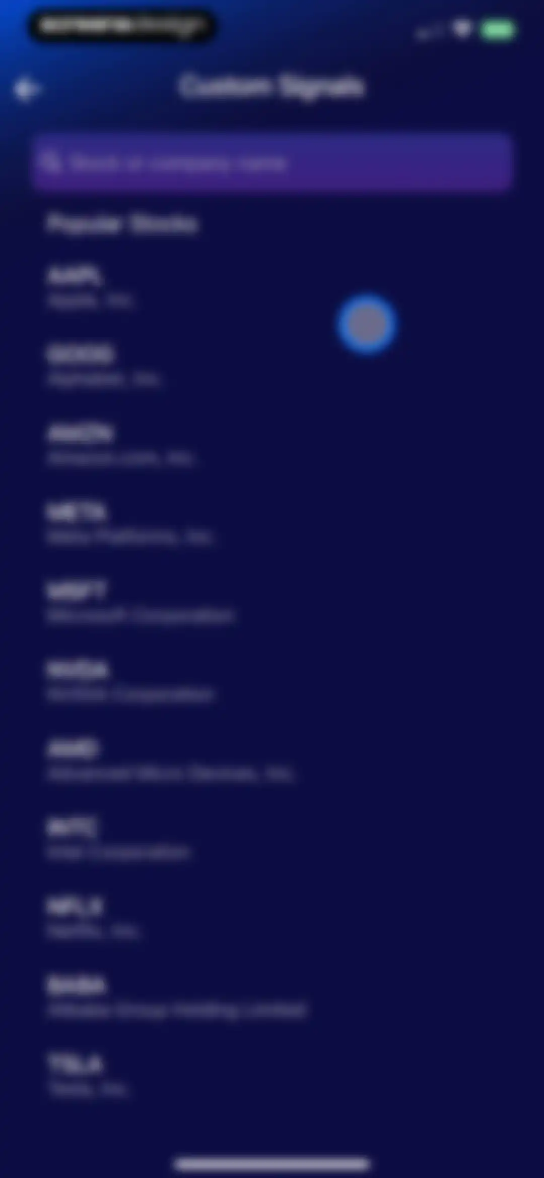 Stocks Alerter screen 56