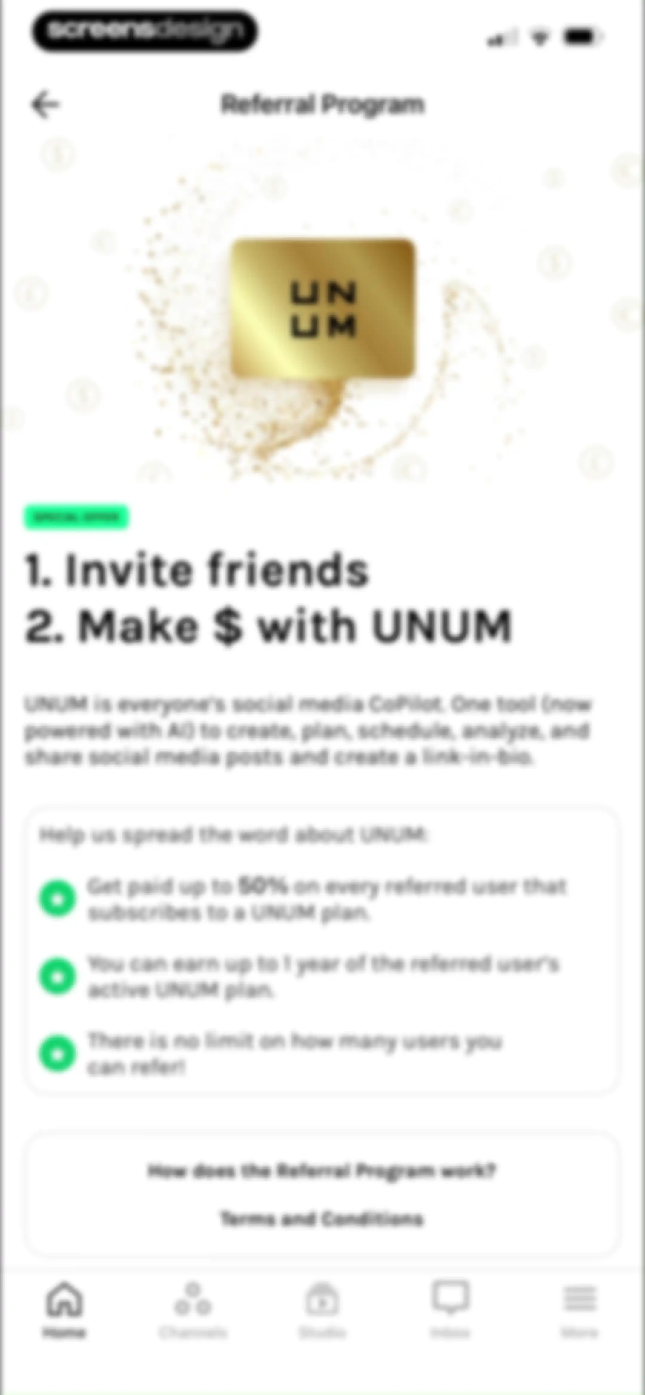UNUM — Layout & Feed Preview screen 121
