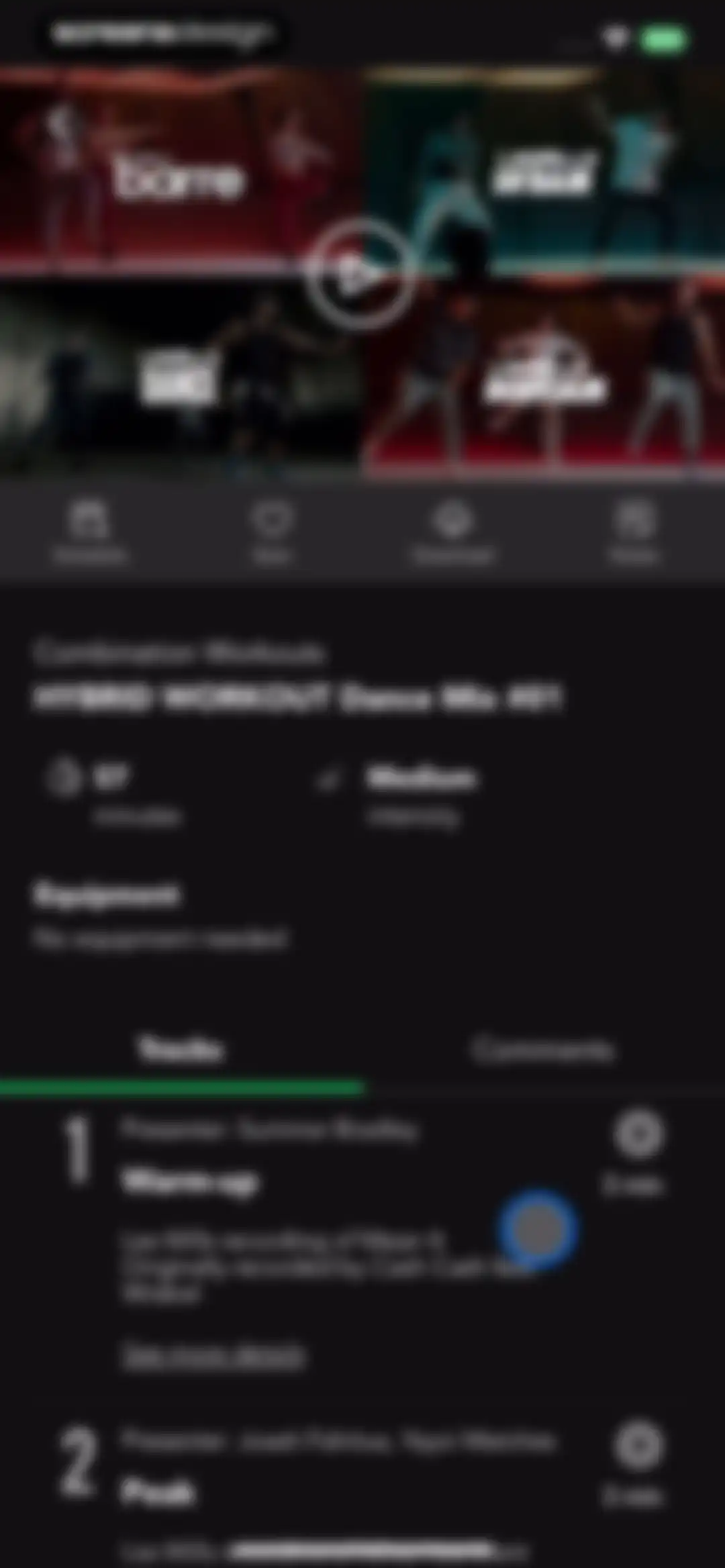 LES MILLS+: home workout app screen 34