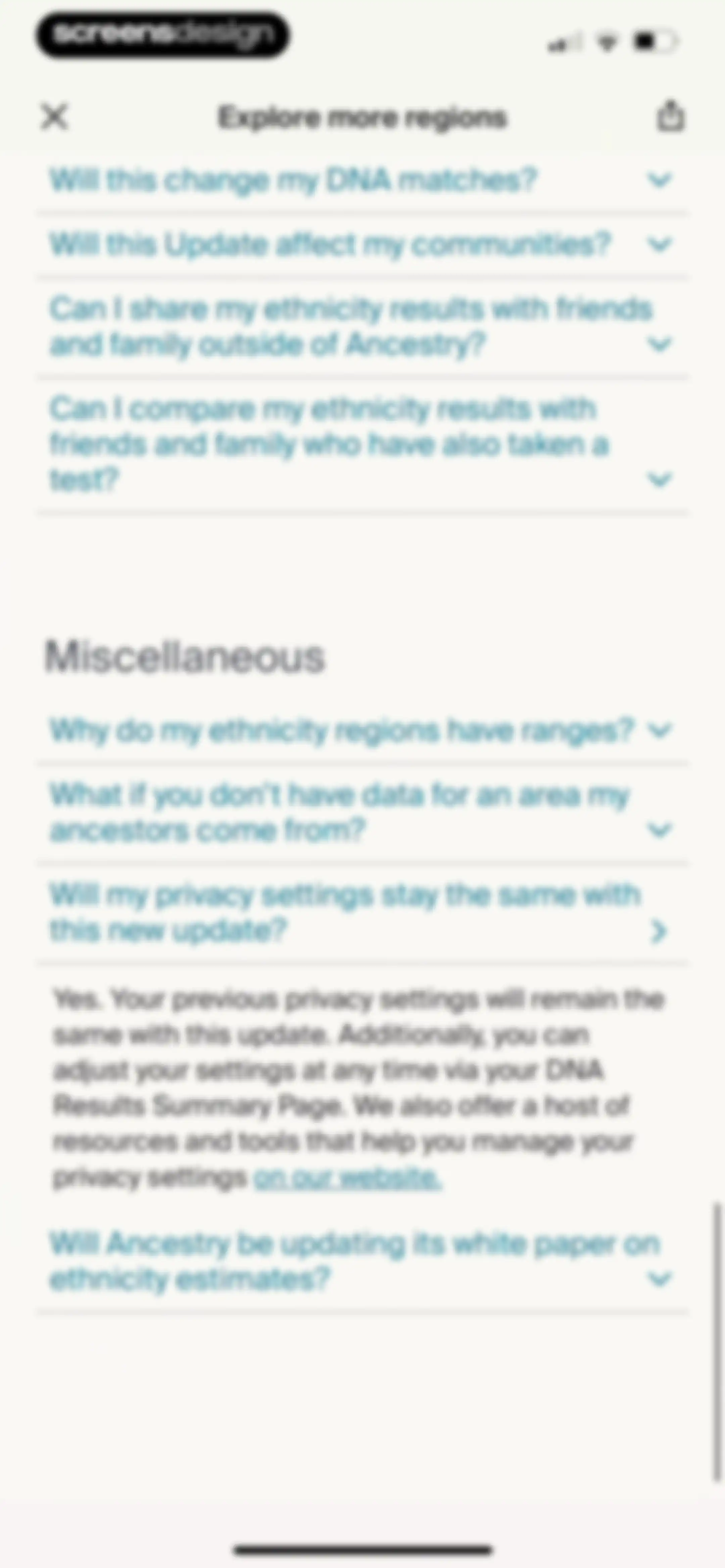 Ancestry: Family History & DNA screen 283