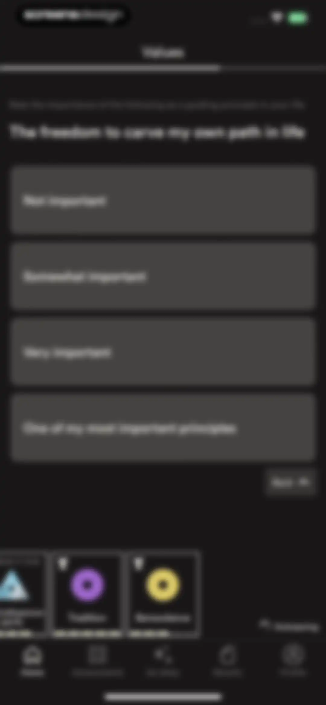 Dimensional: Personality Test screen 71
