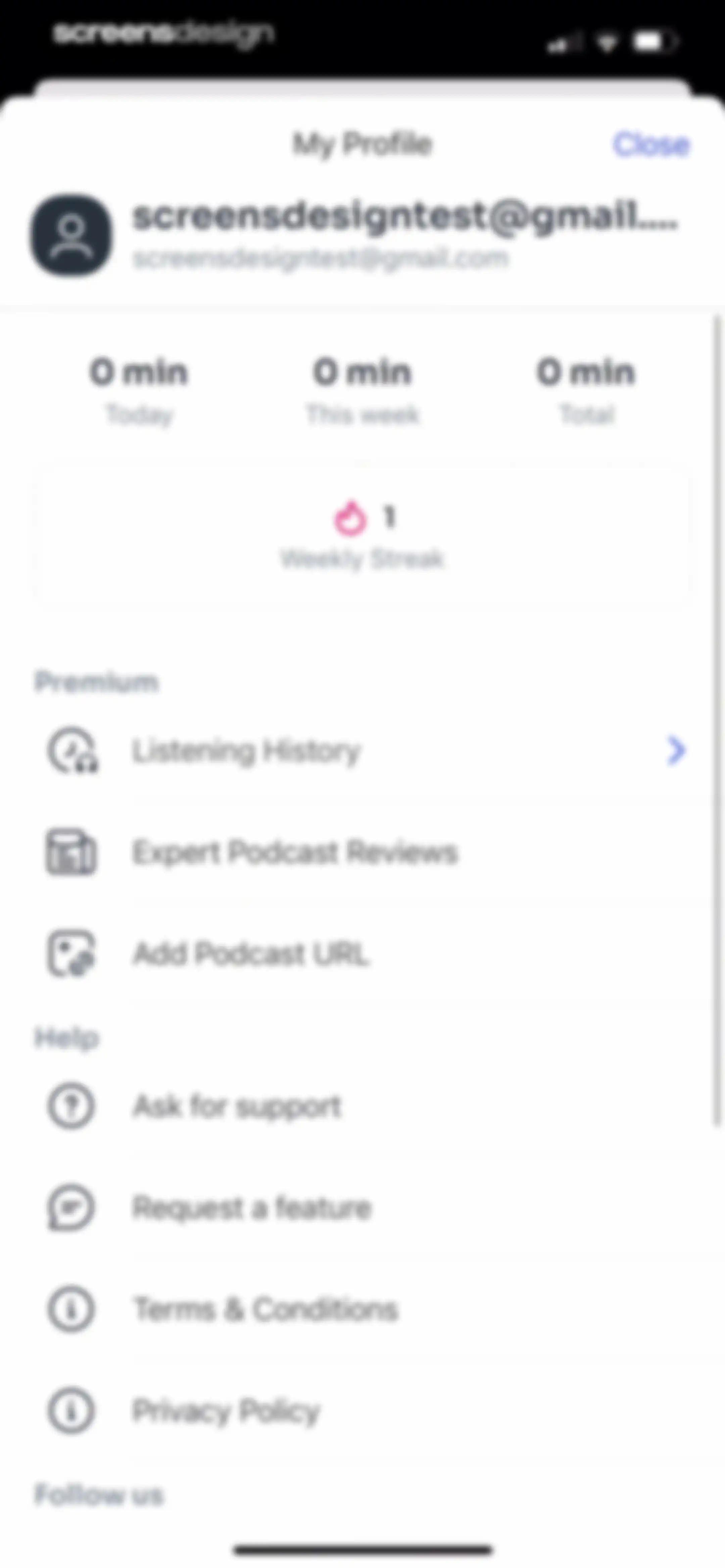 Podcast App screen 92