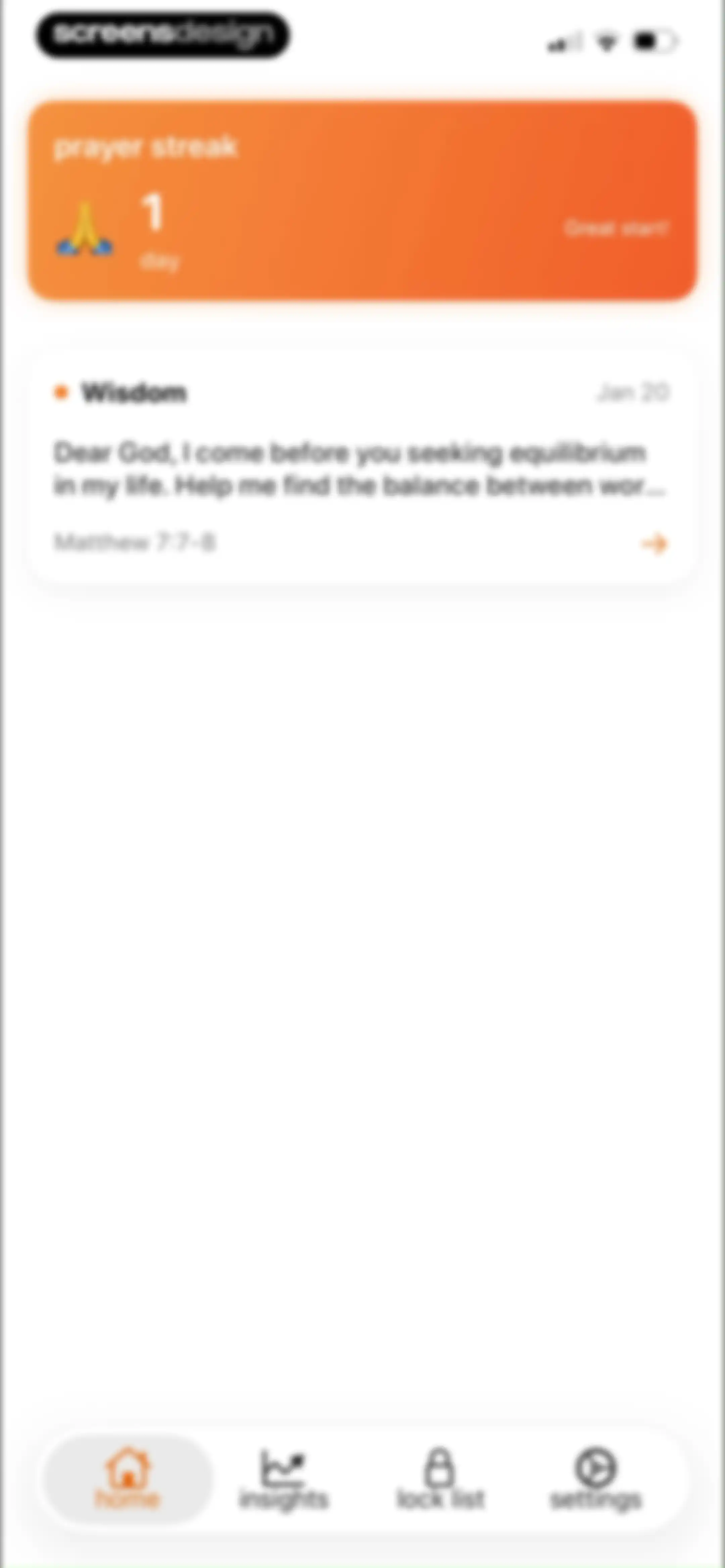prayer lock: christian focus screen 73