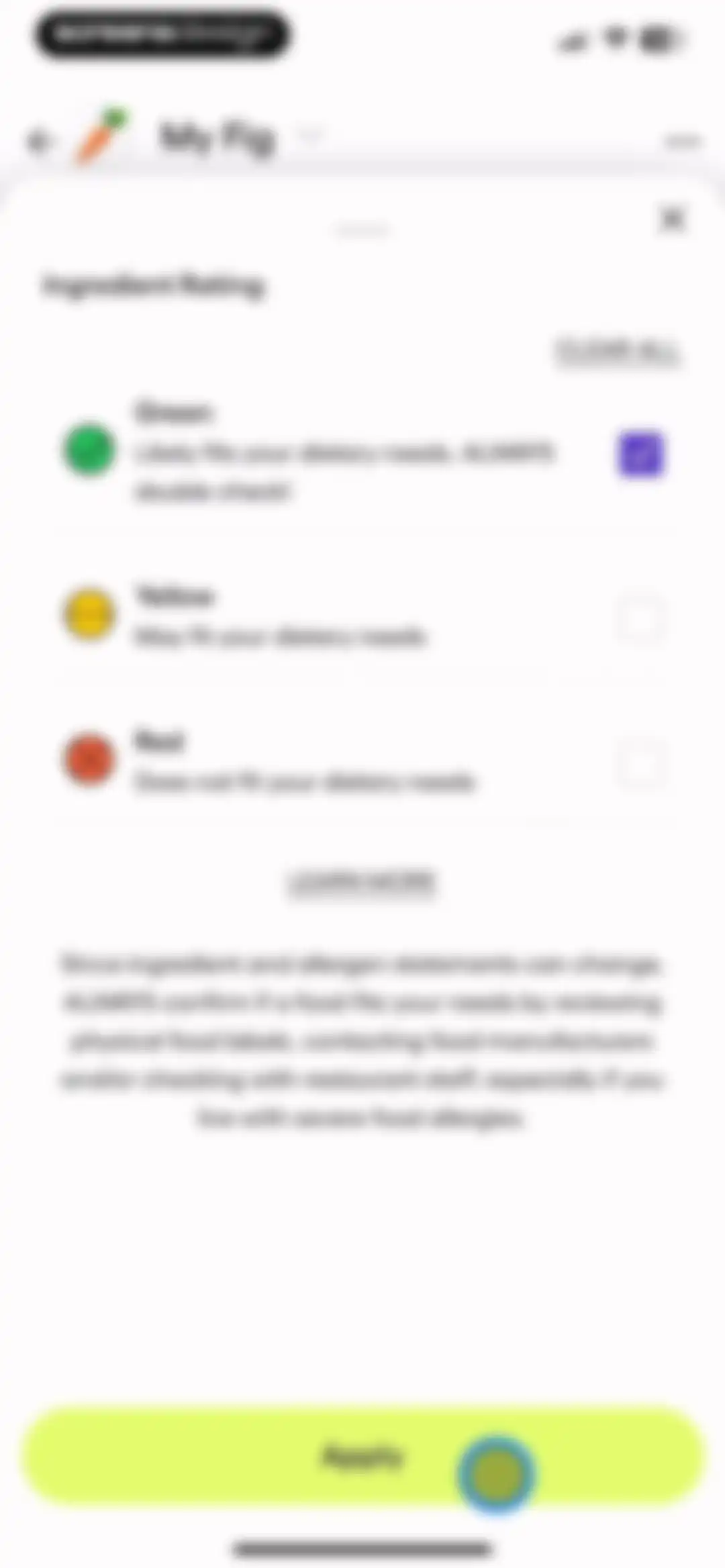 Fig: Food Scanner & Guide screen 45