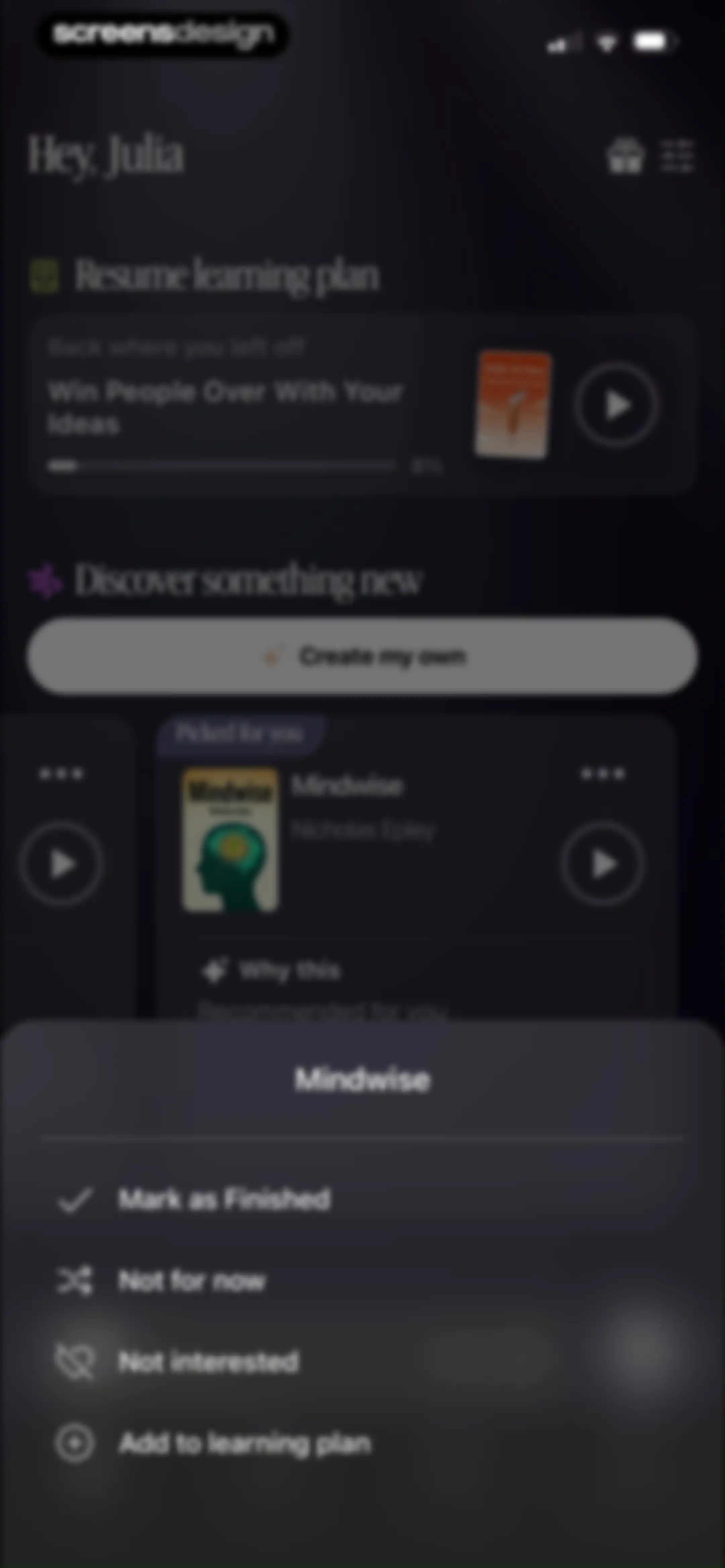 BeFreed: Personalized Learning screen 93