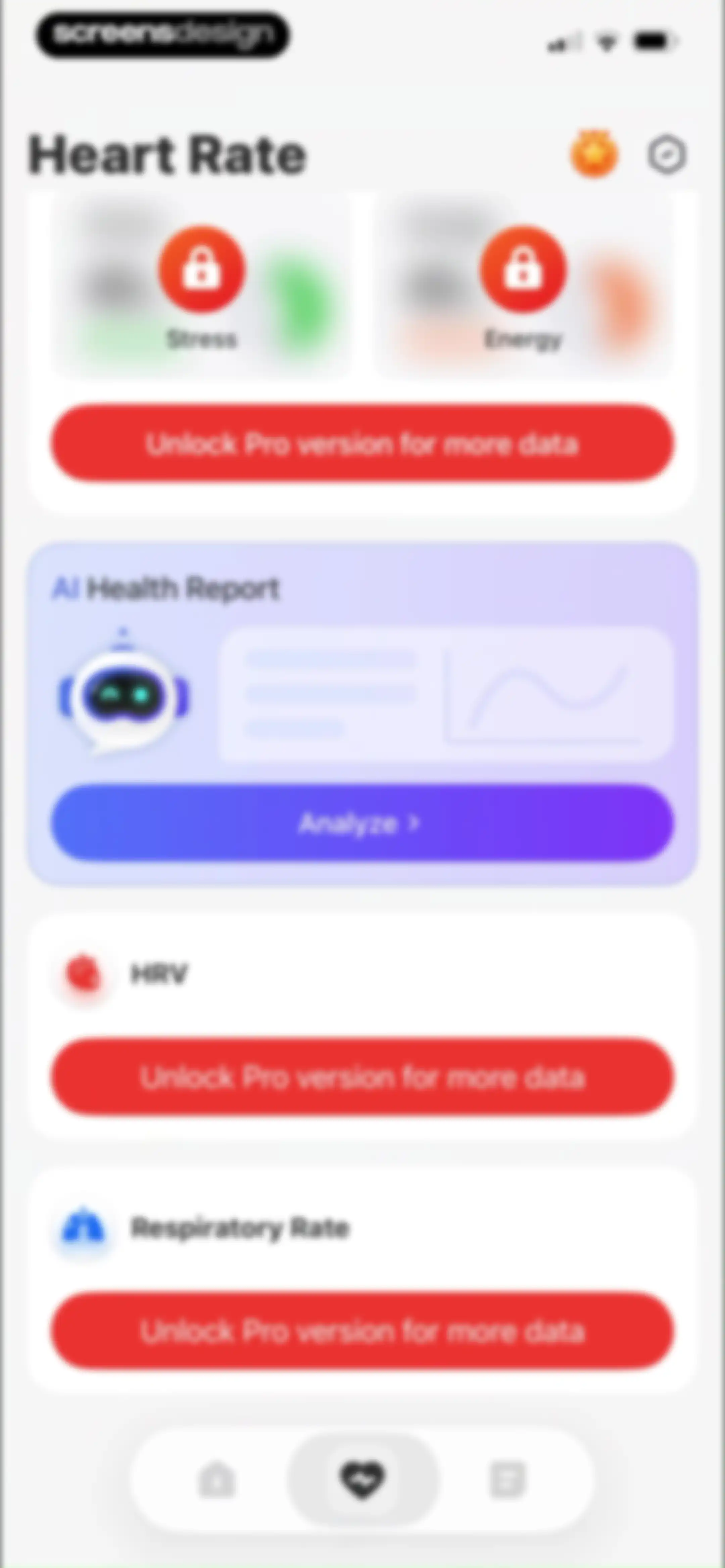 Health Tracker- HeartRate & BP screen 60