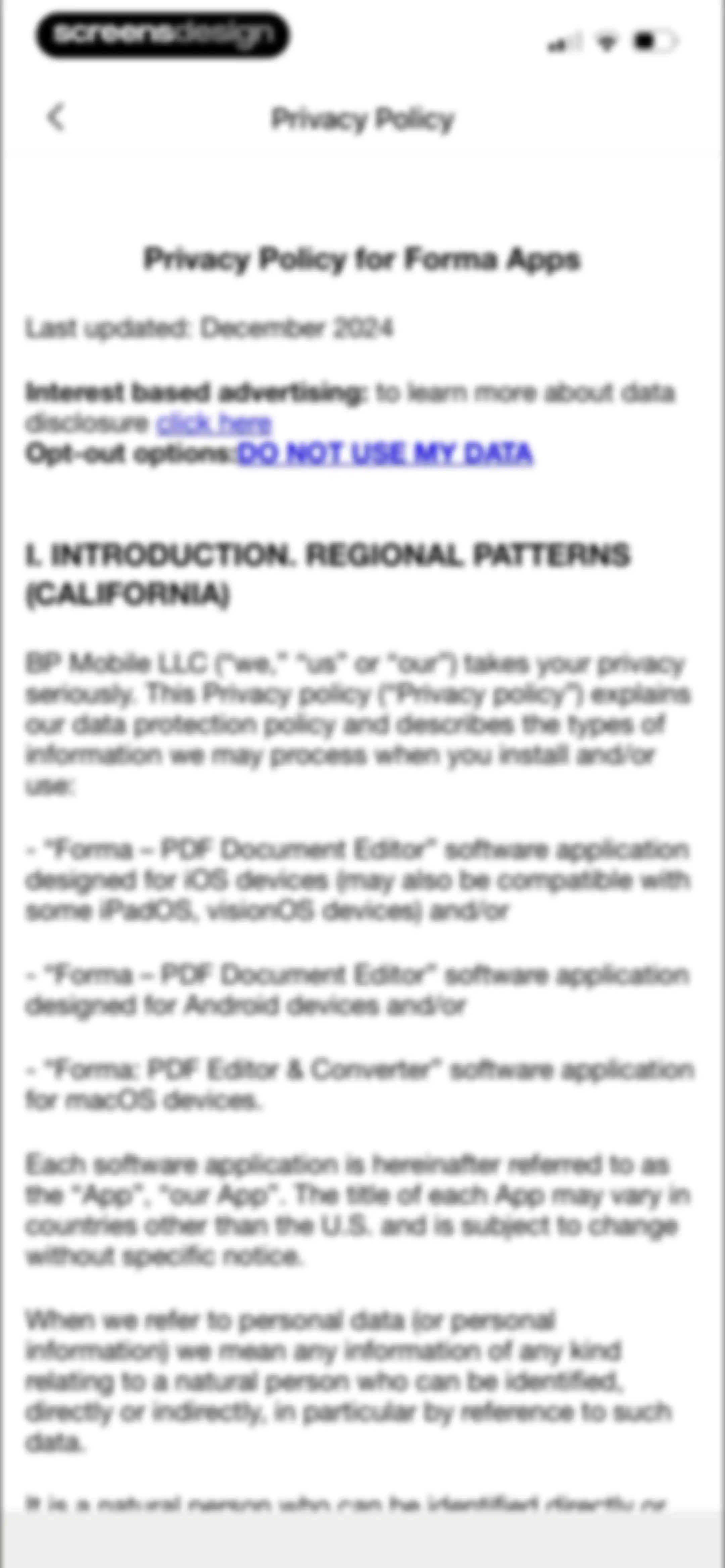 Forma: PDF Document Editor screen 185