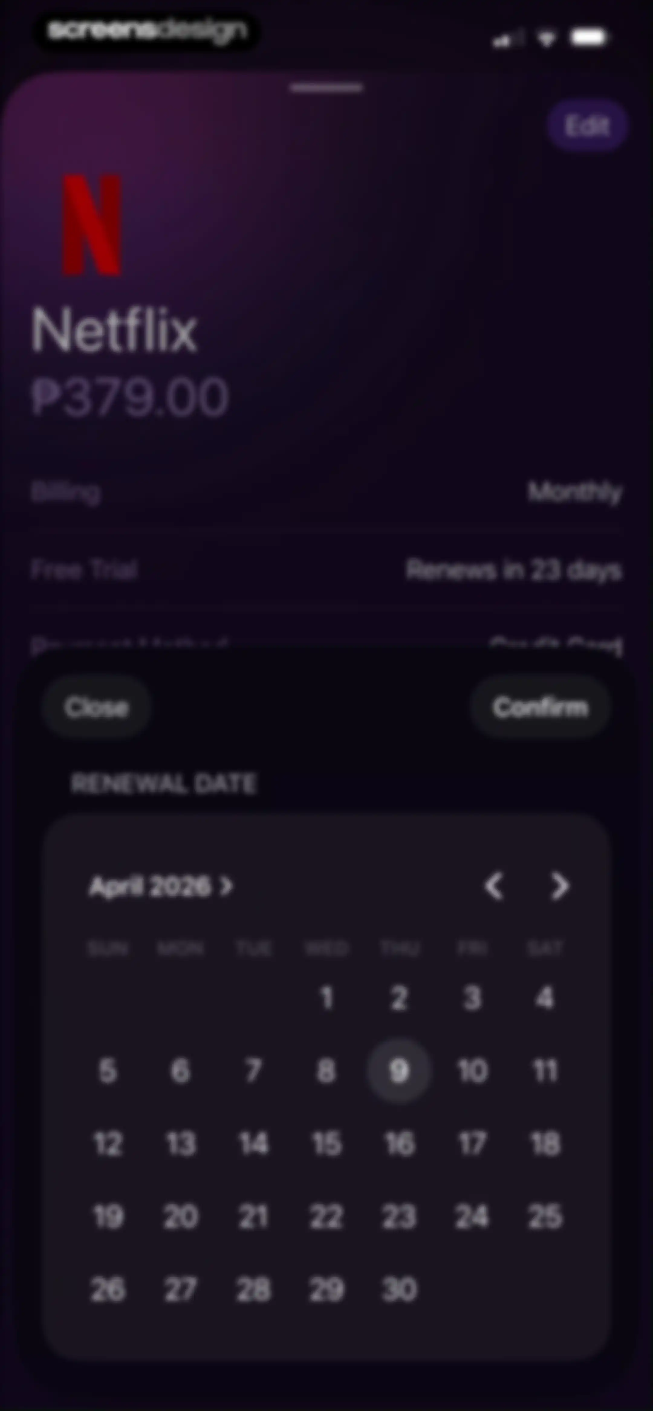 Subscription Manager: Orbit screen 43