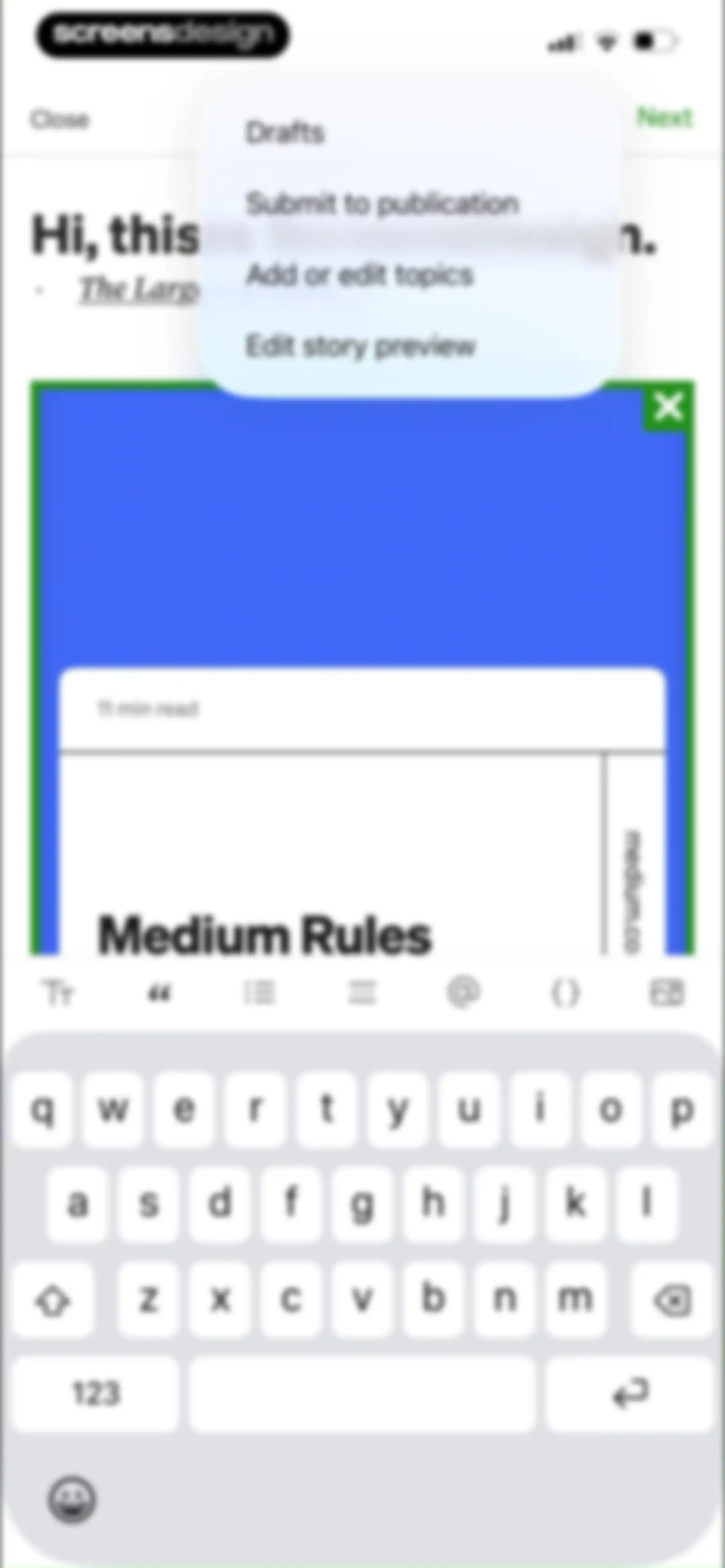 Medium: Read & Write Stories screen 45