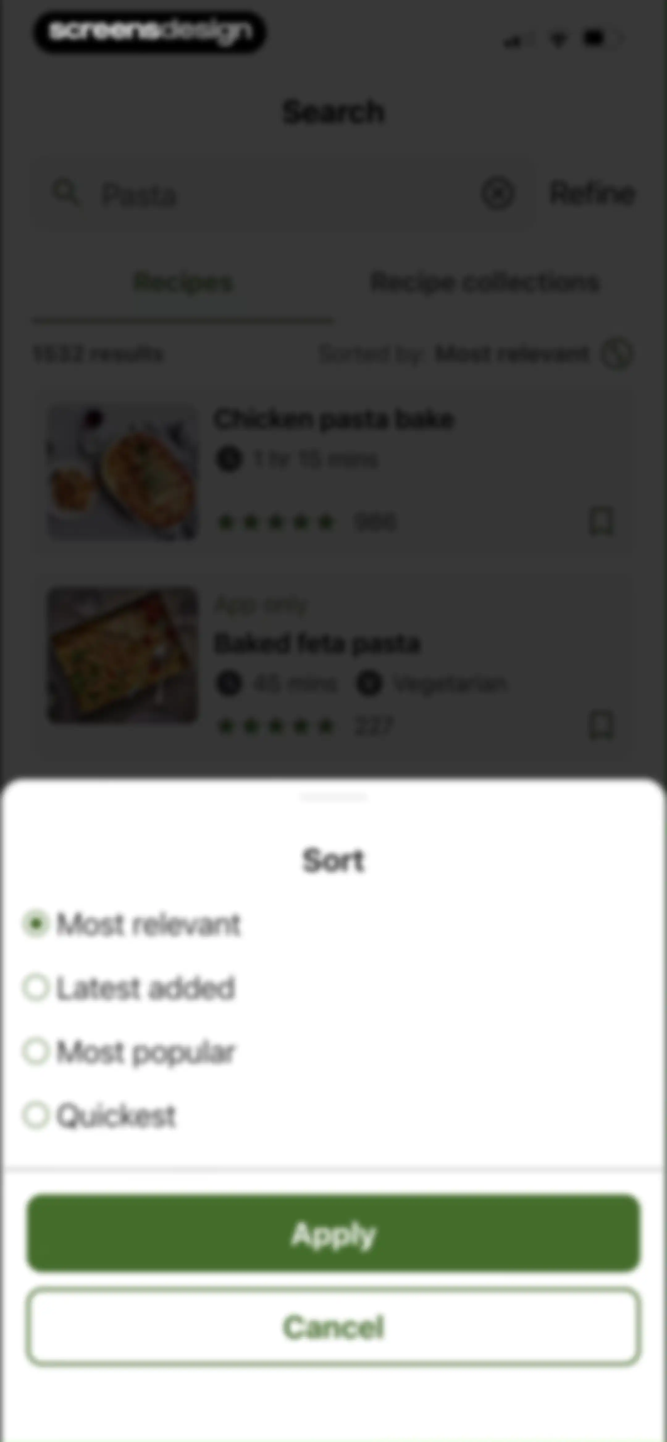 Good Food: Recipe Finder screen 33