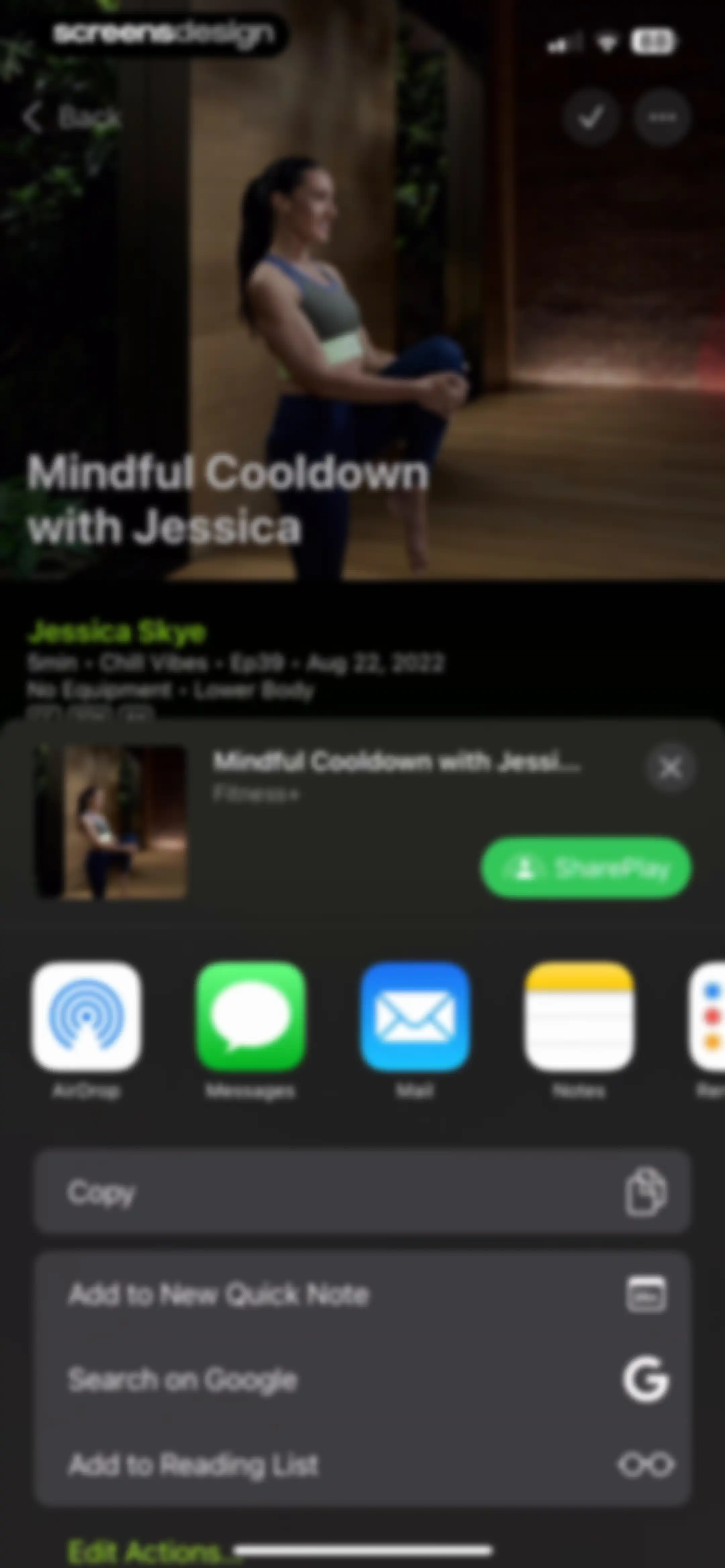 Apple Fitness screen 98