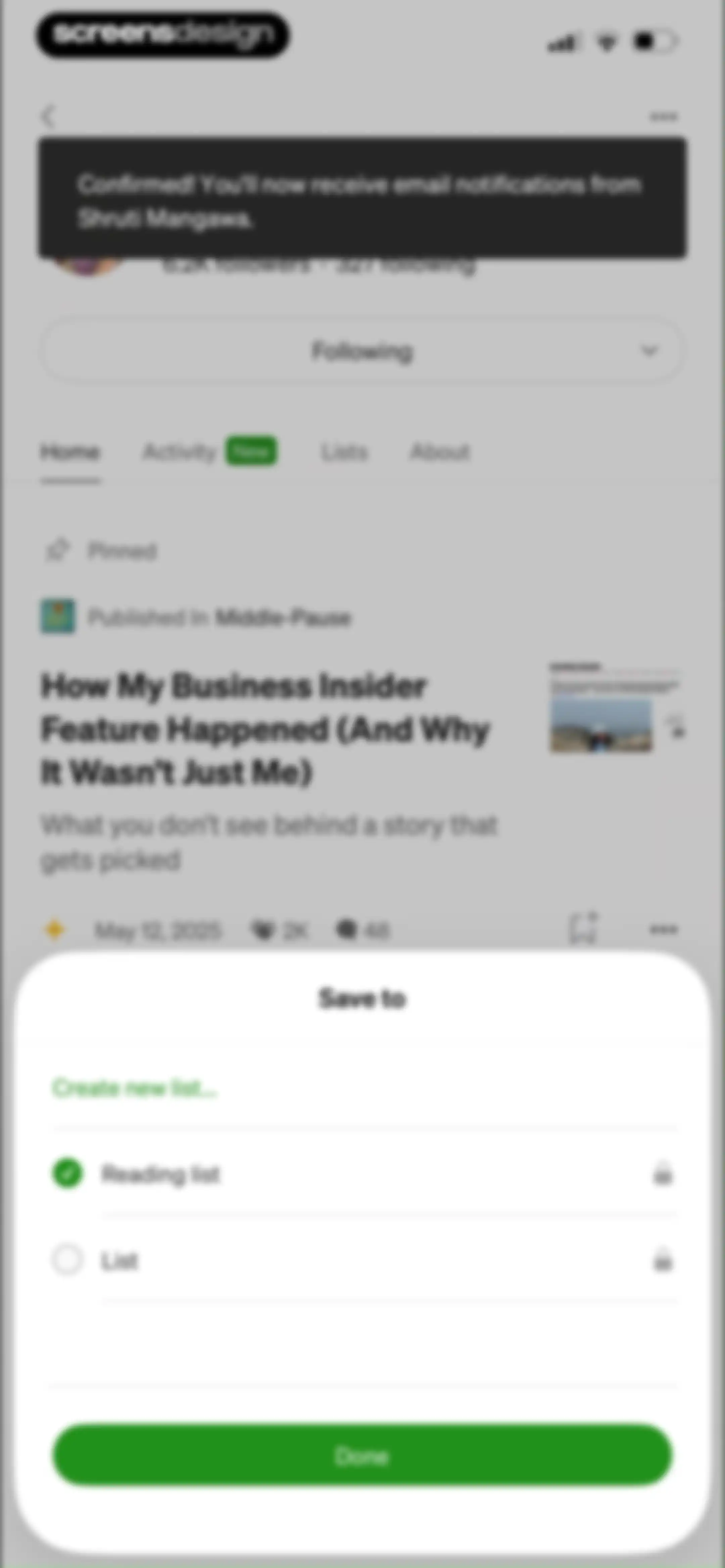 Medium: Read & Write Stories screen 64