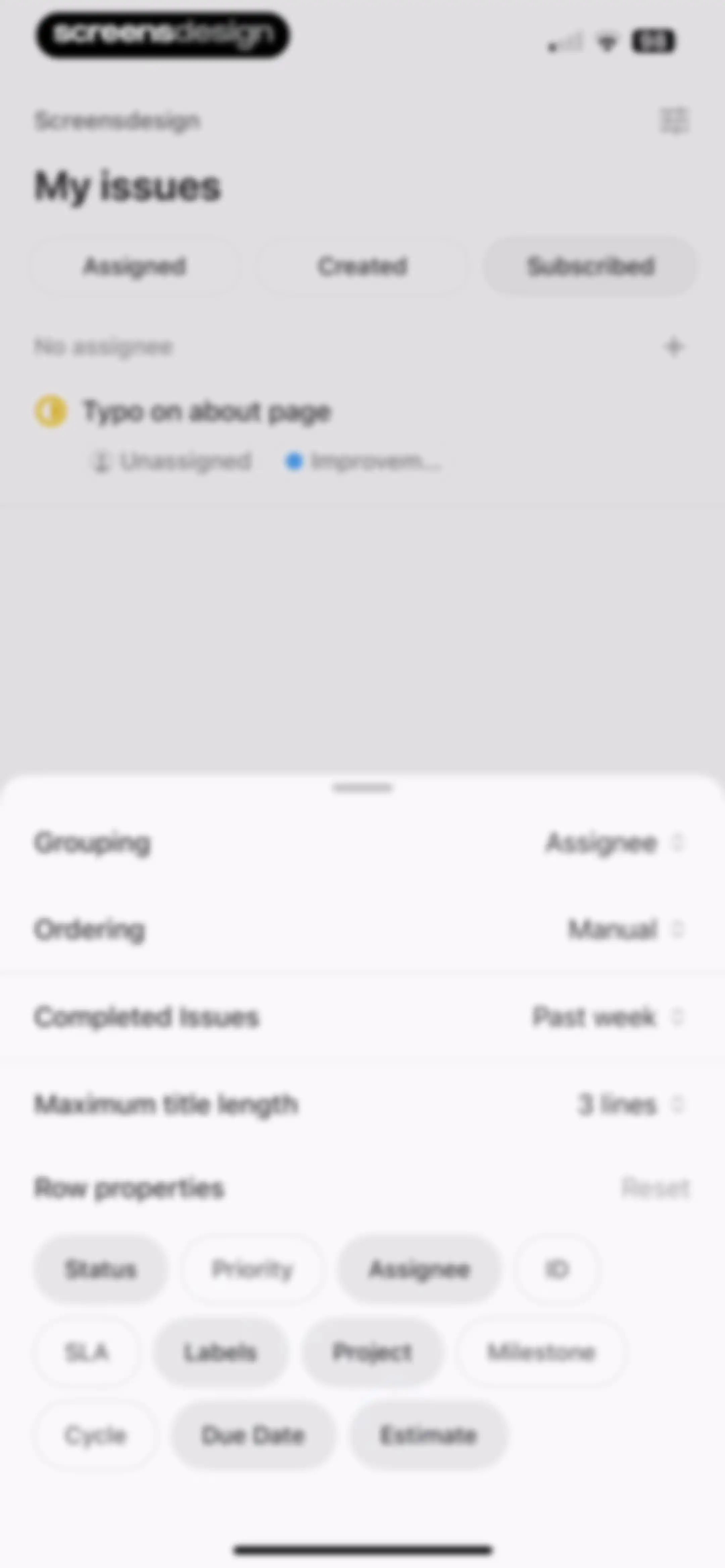 Linear Mobile screen 58