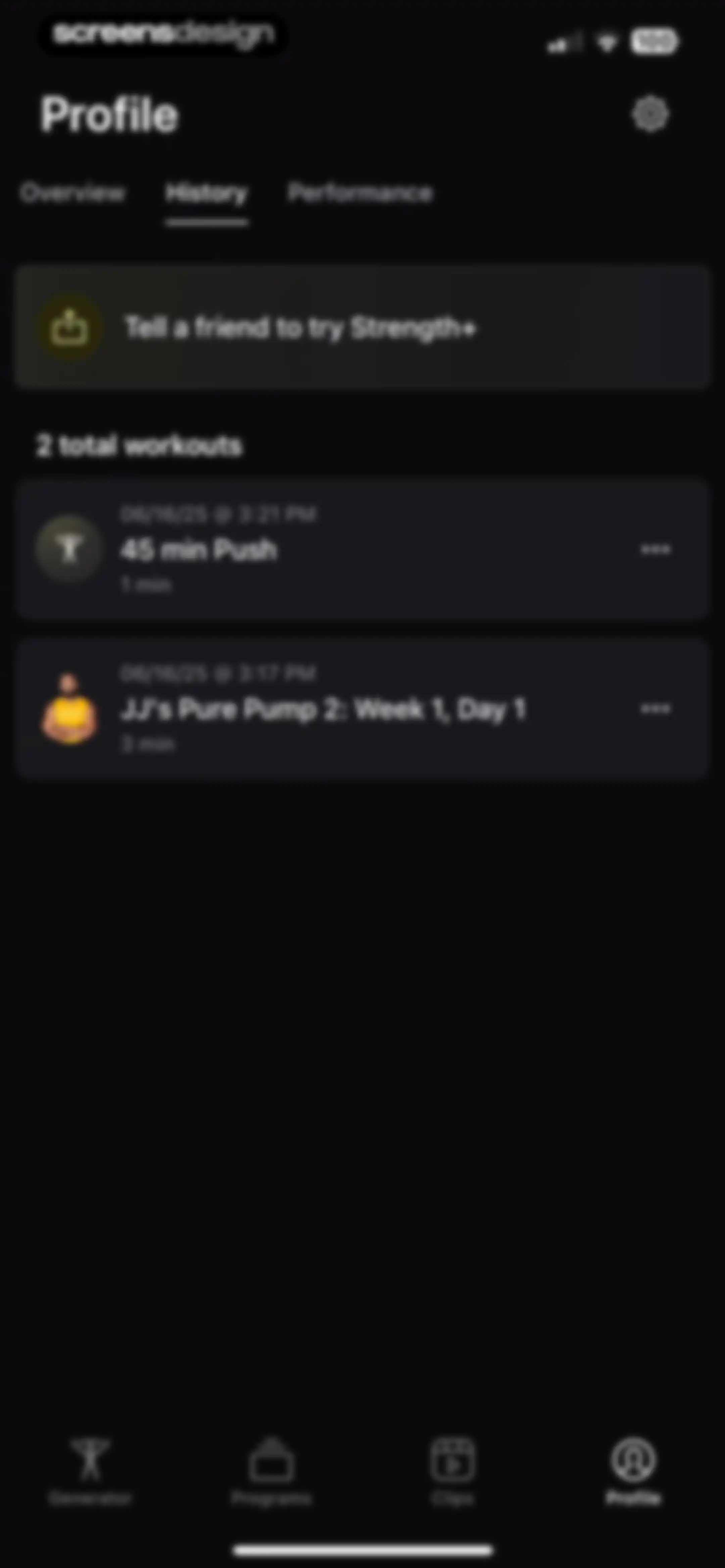 Peloton Strength+ screen 146