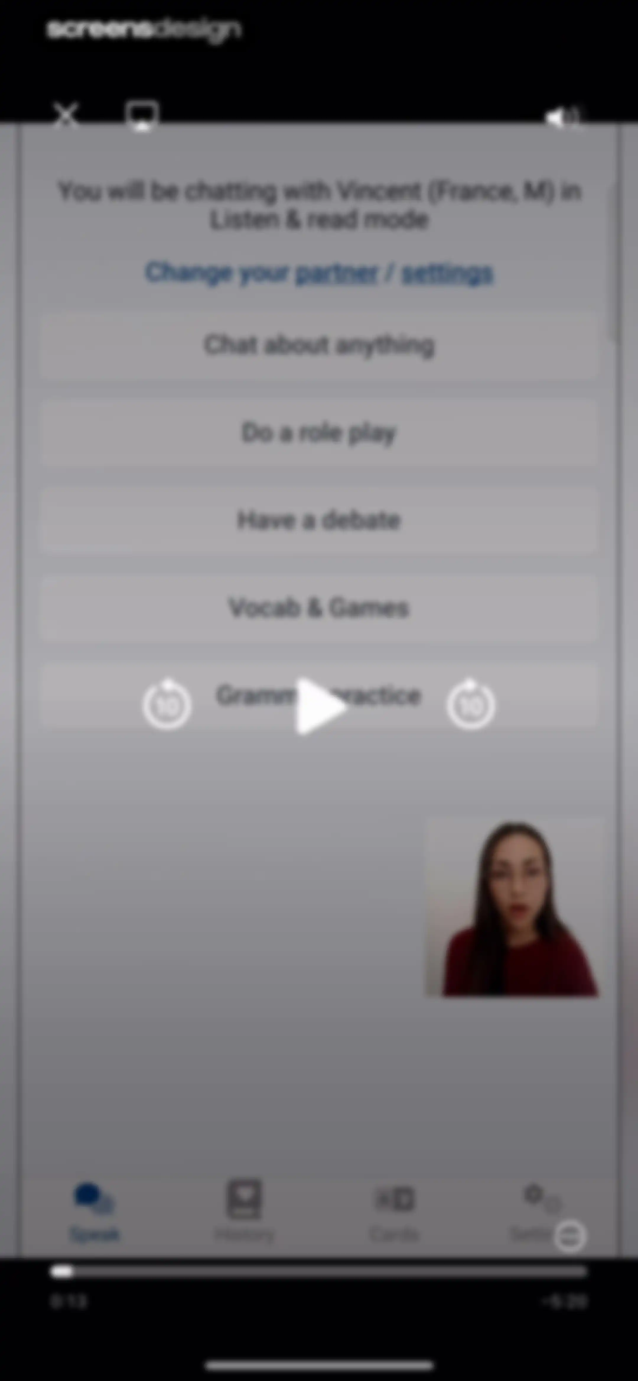 Langua: AI language learning screen 17