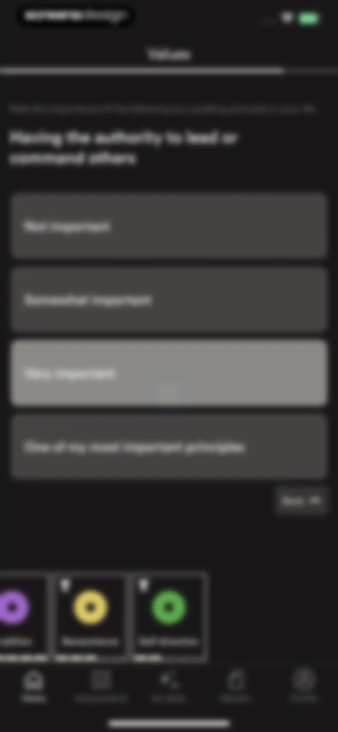Dimensional: Personality Test screen 72