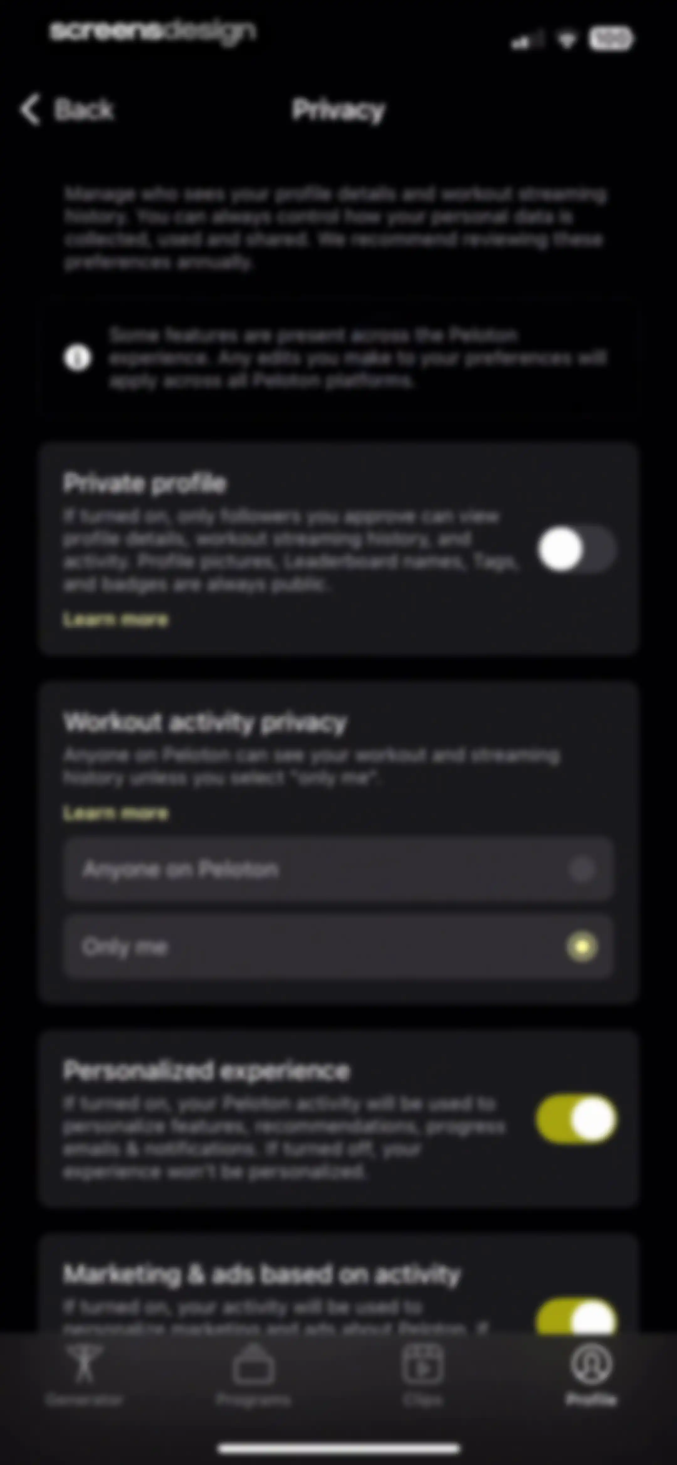 Peloton Strength+ screen 150