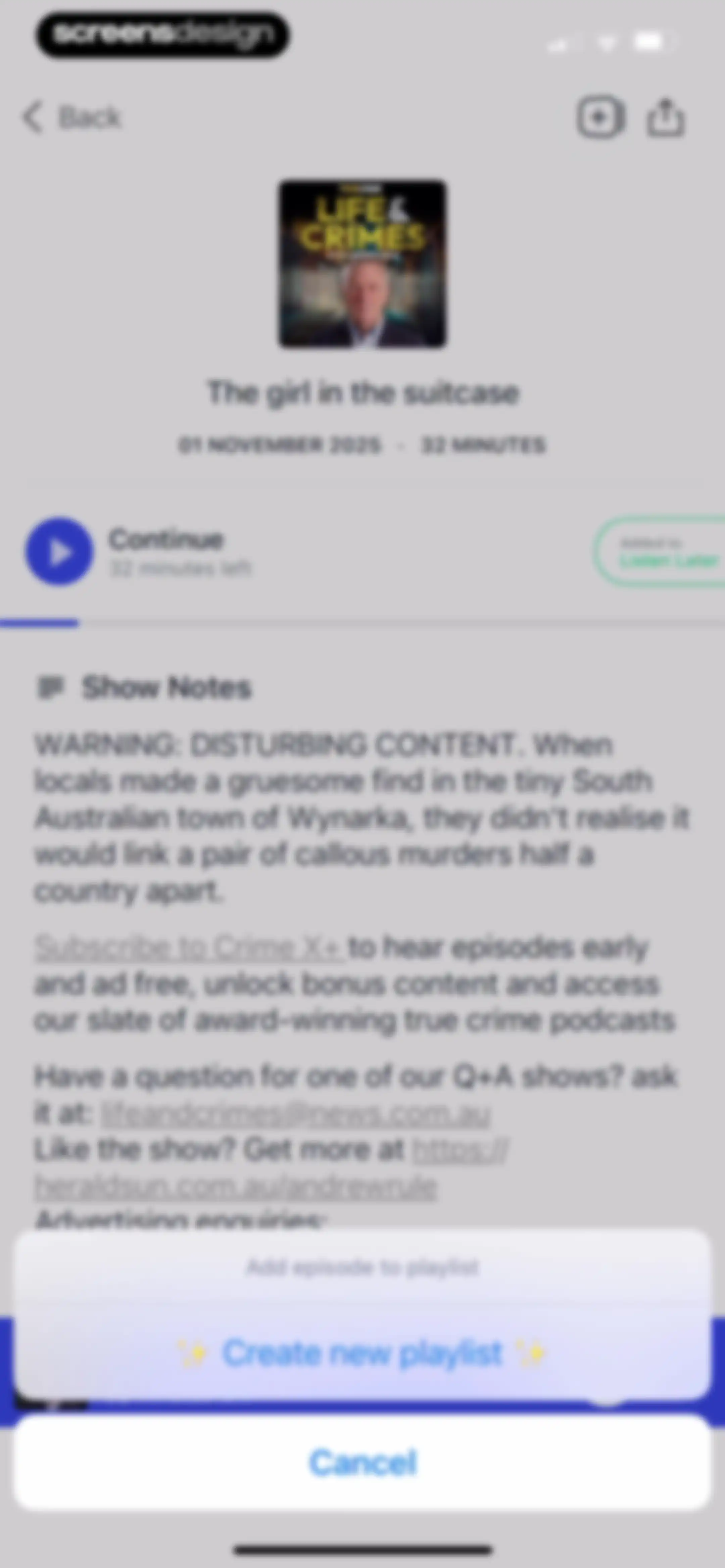 Podcast App screen 20