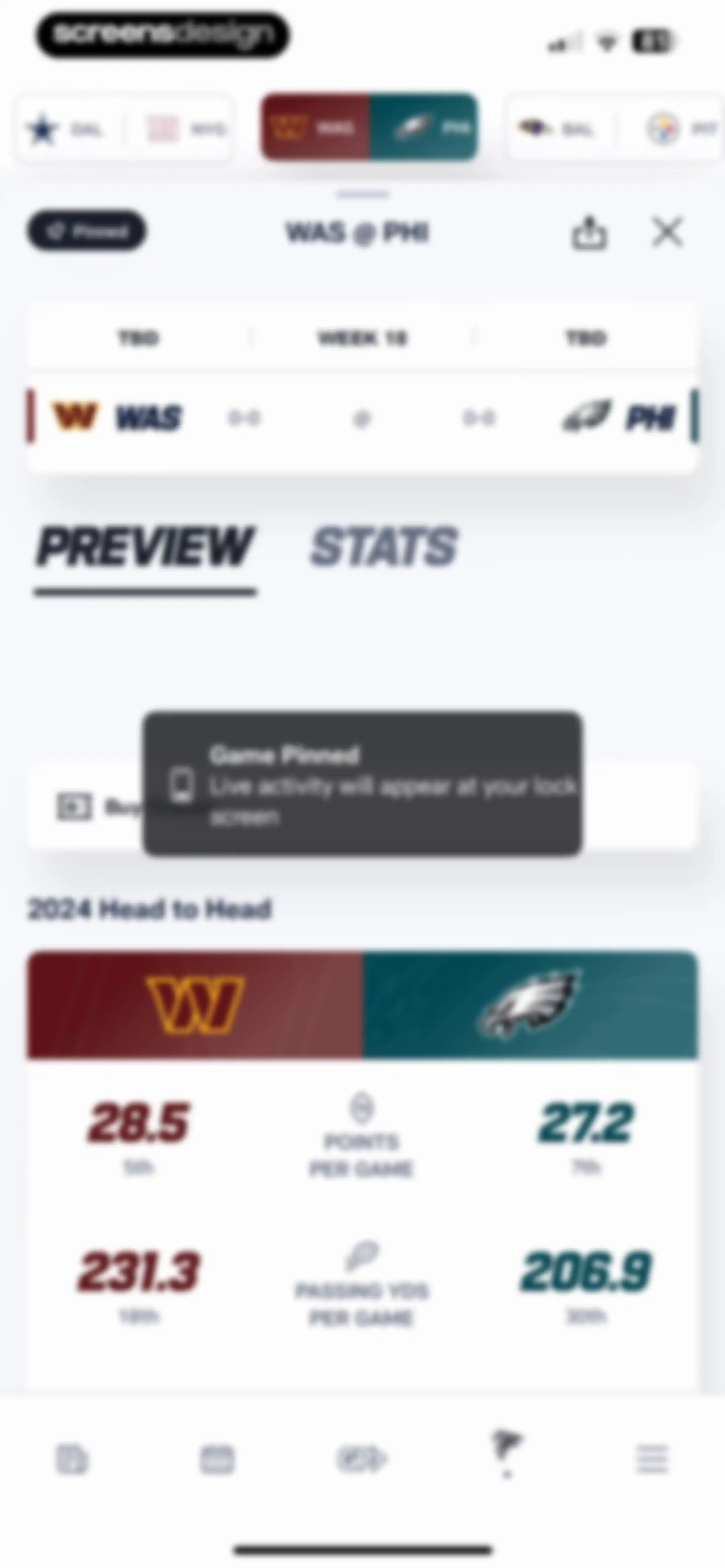 NFL screen 110