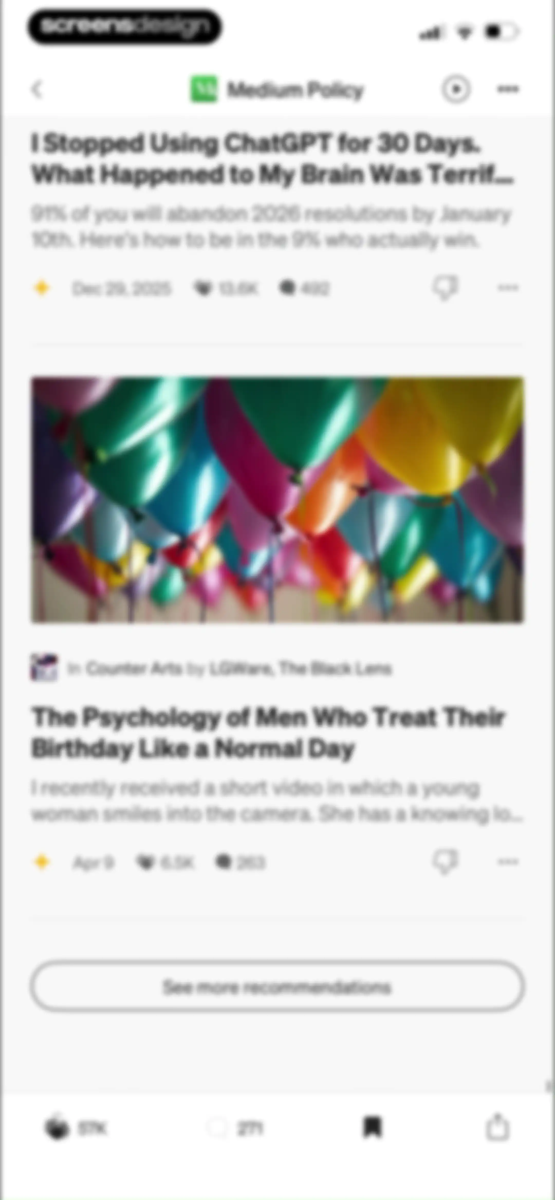 Medium: Read & Write Stories screen 34