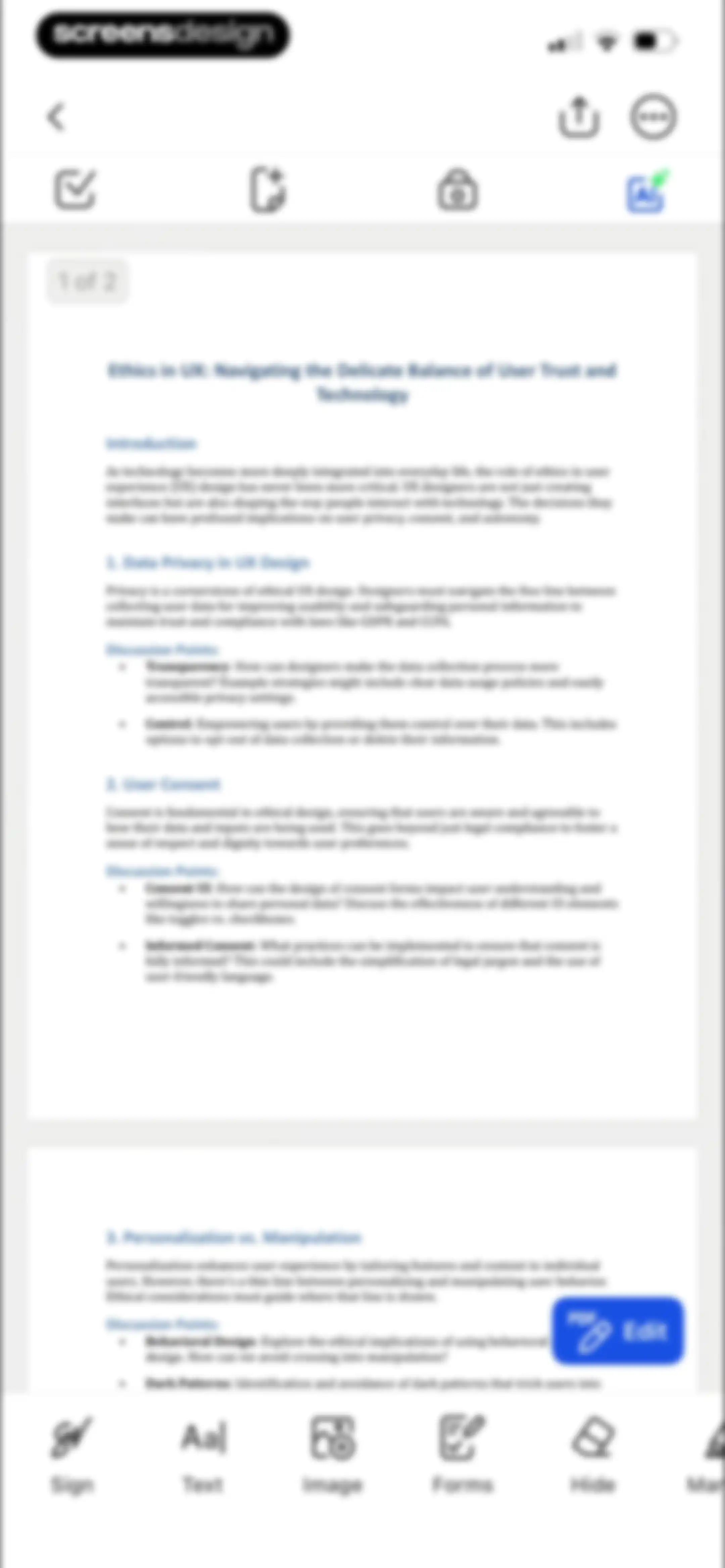 Forma: PDF Document Editor screen 76