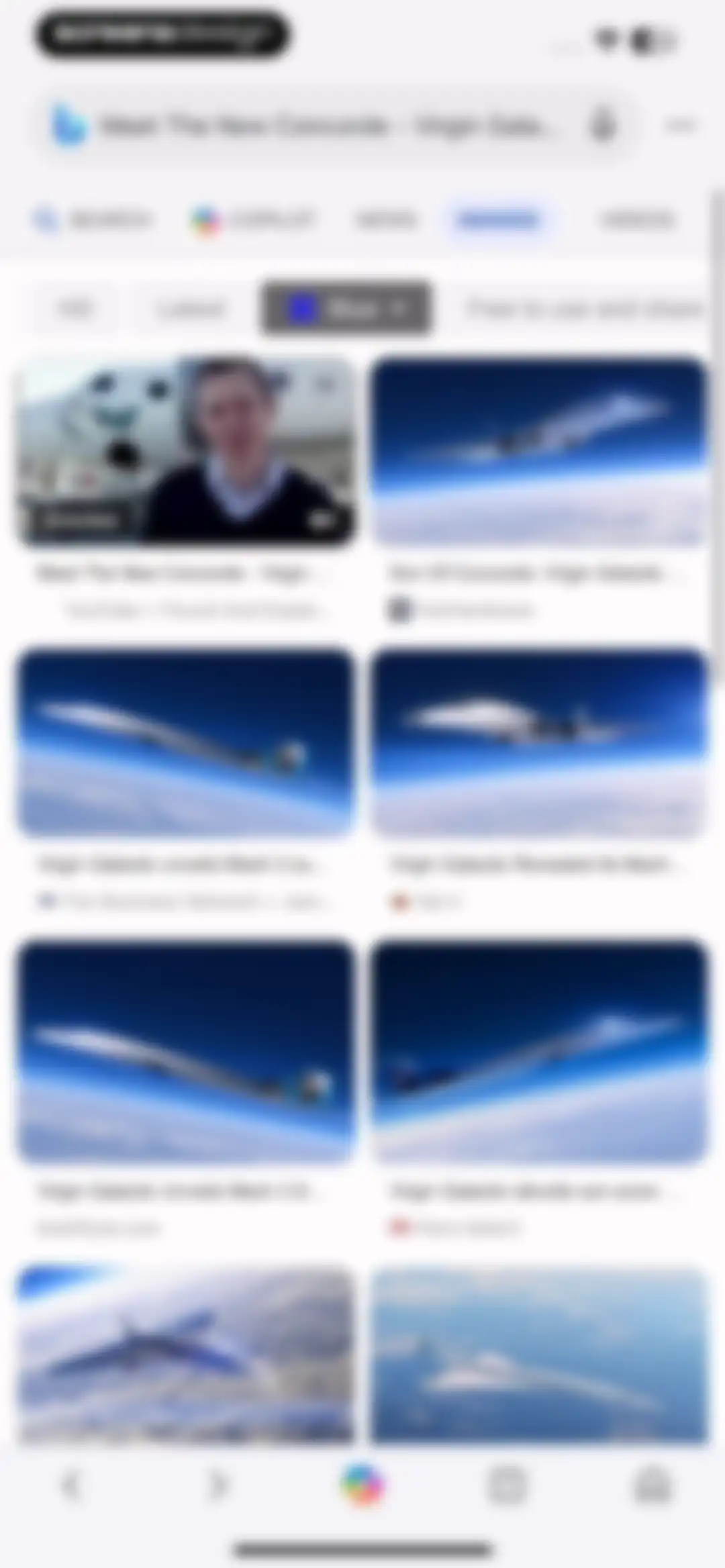 Microsoft Bing Search screen 109