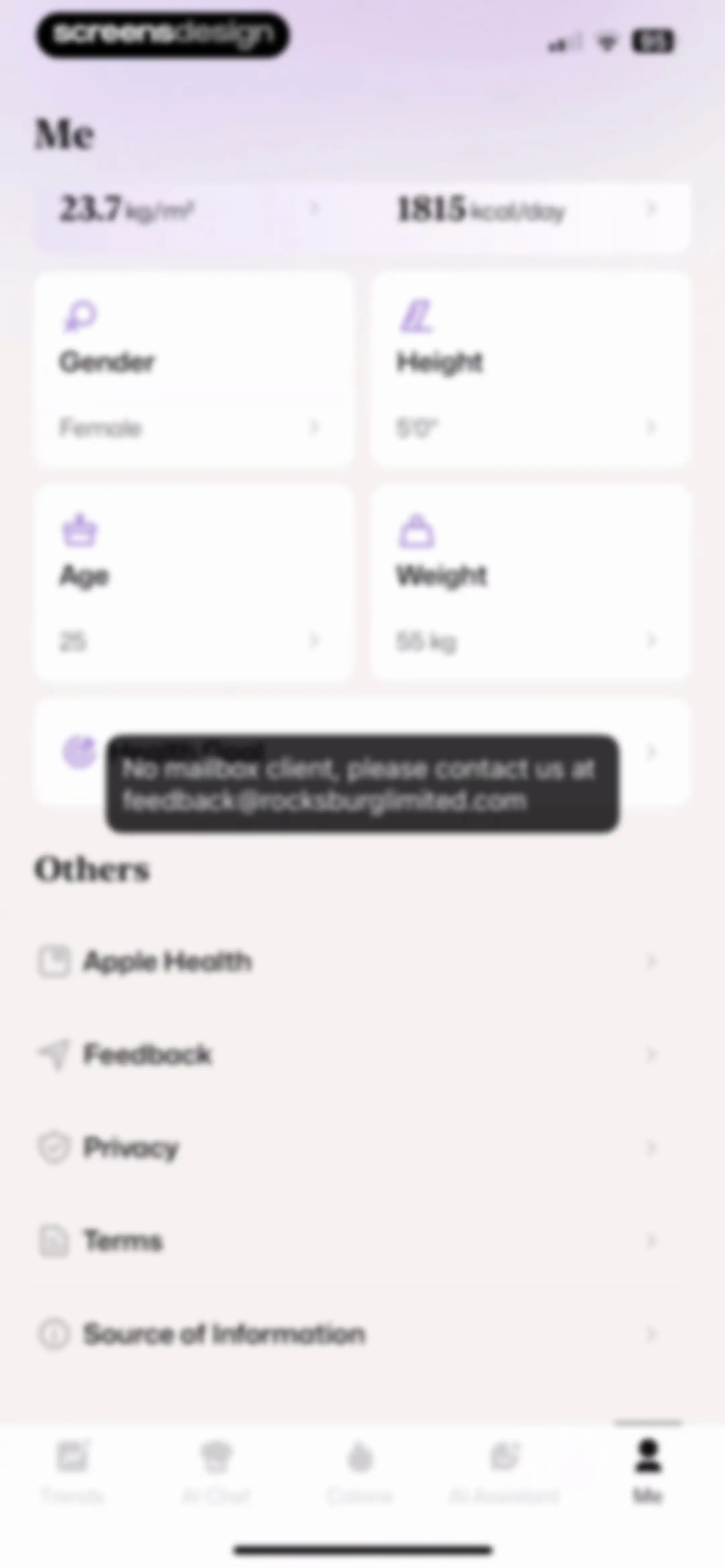 Well AI: Improve Well-being screen 151