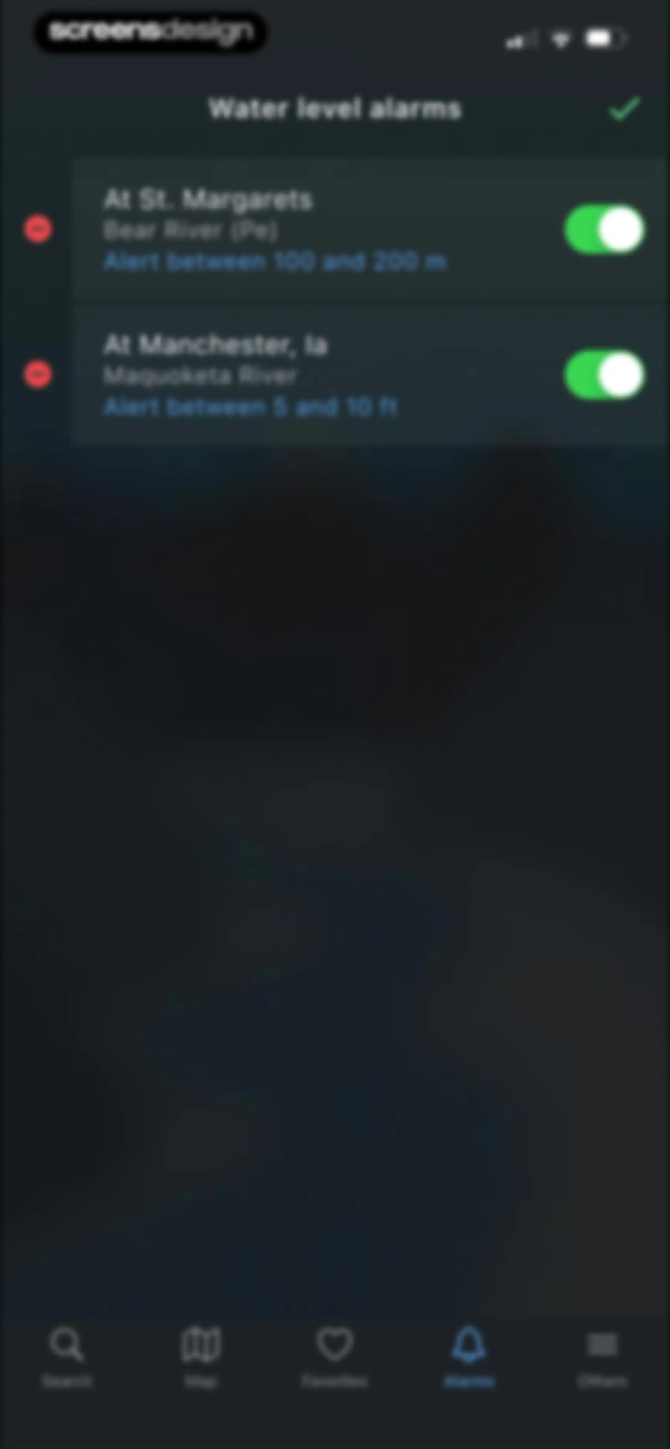 RiverApp - River levels screen 68