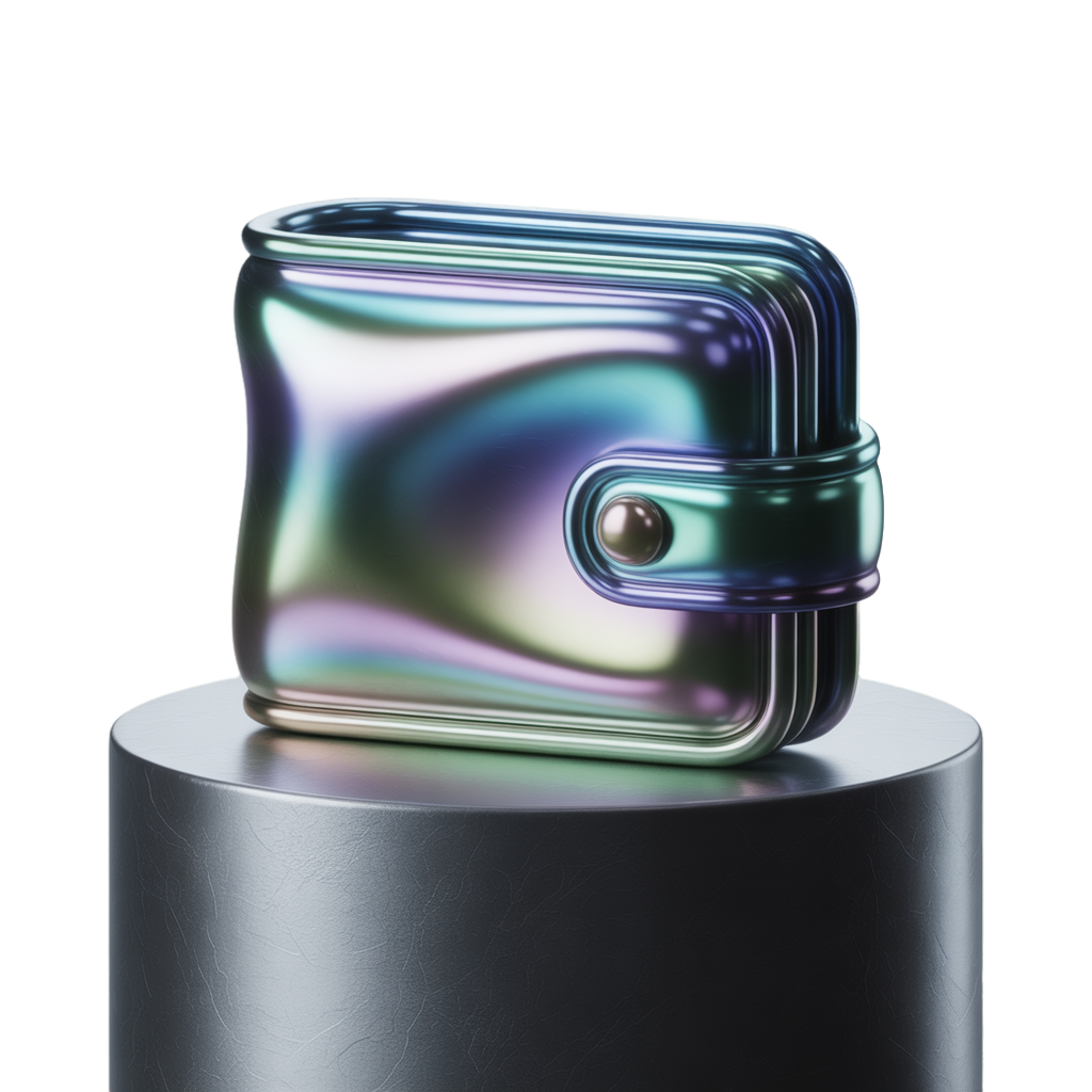 3D liquid metal wallet icon
