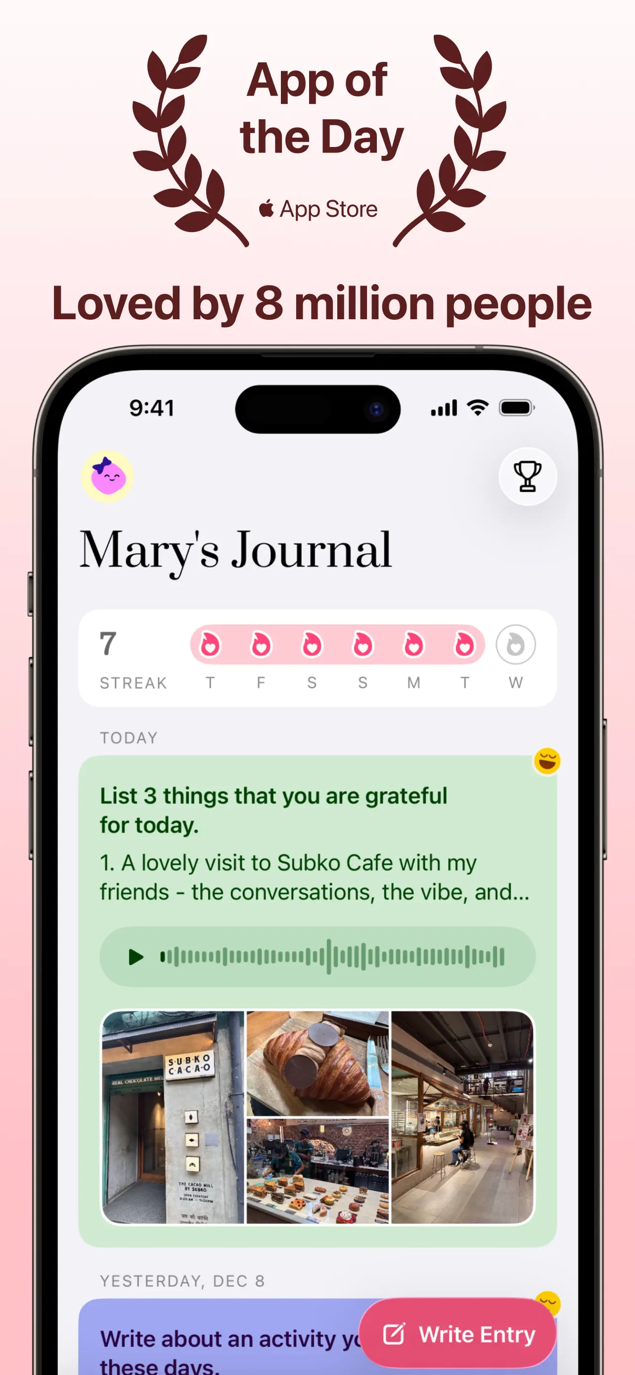 Gratitude: Self-Care Journal App Store screenshot 2