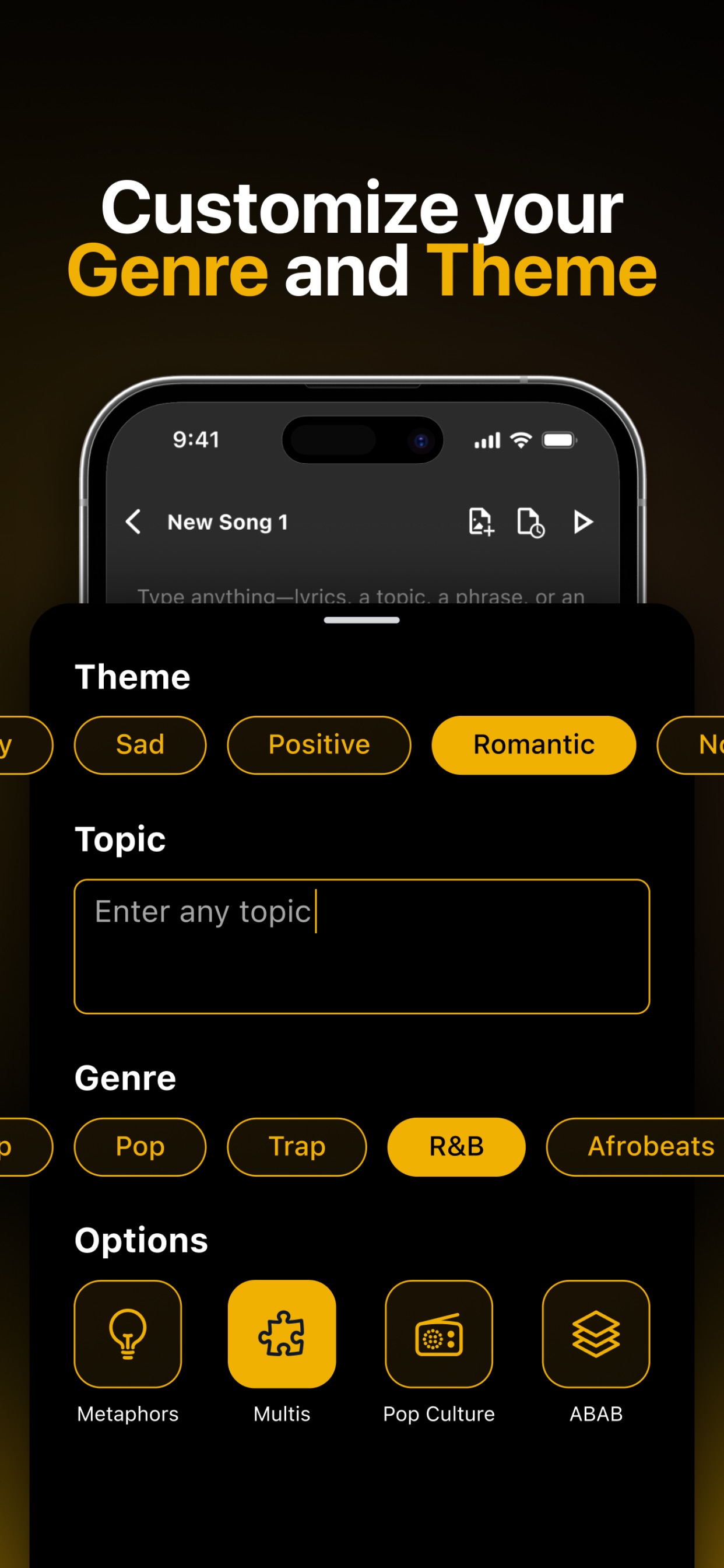 GhostWriter AI Lyrics App Store screenshot 1