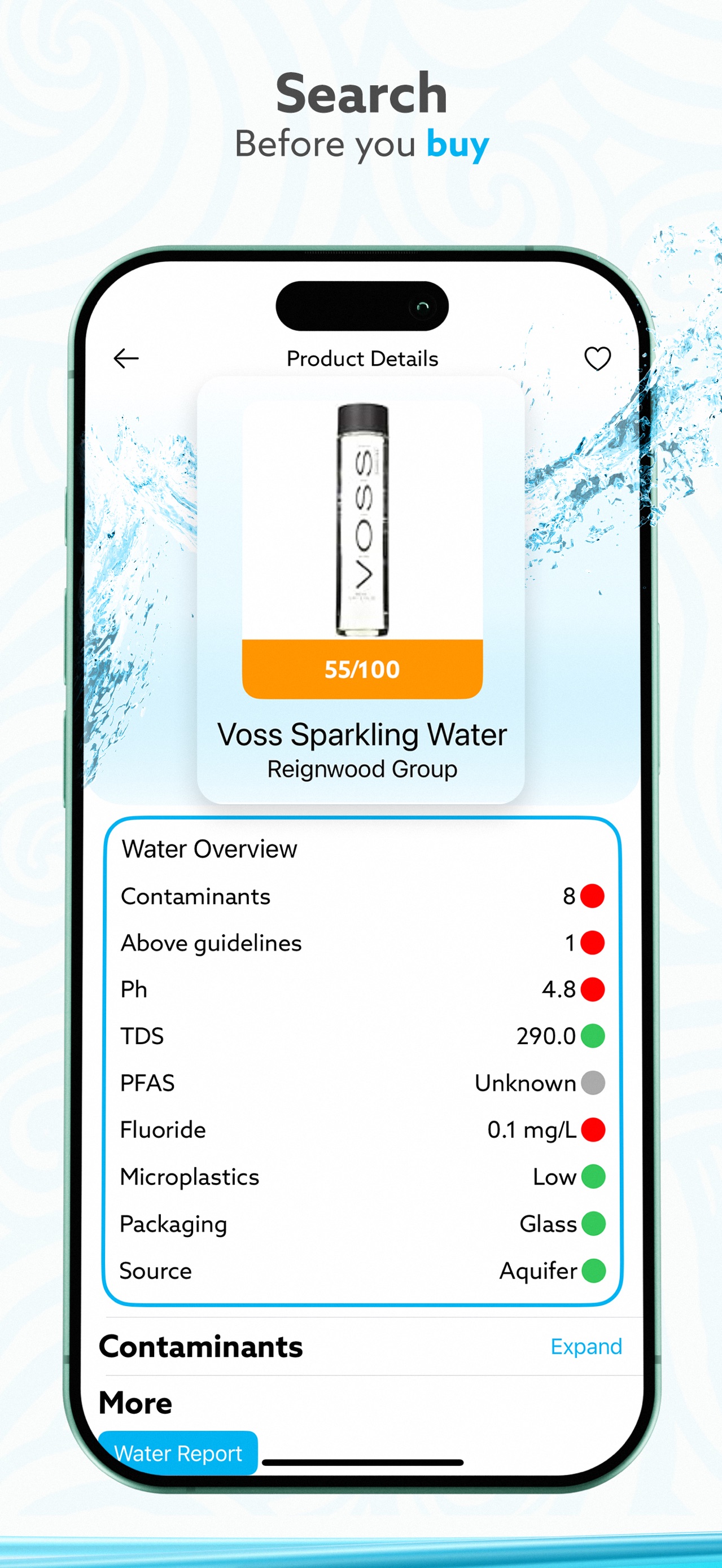 H20Score - Water Rankings App Store screenshot 1