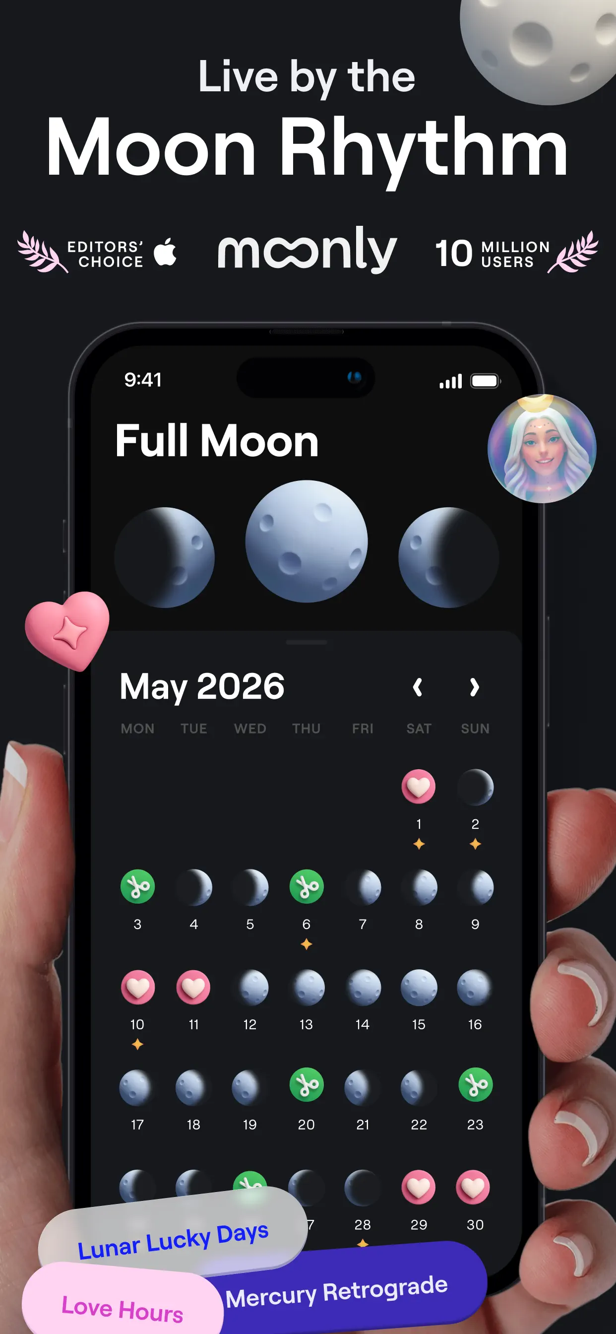 Moonly: Moon Phases & Calendar App Store screenshot 1