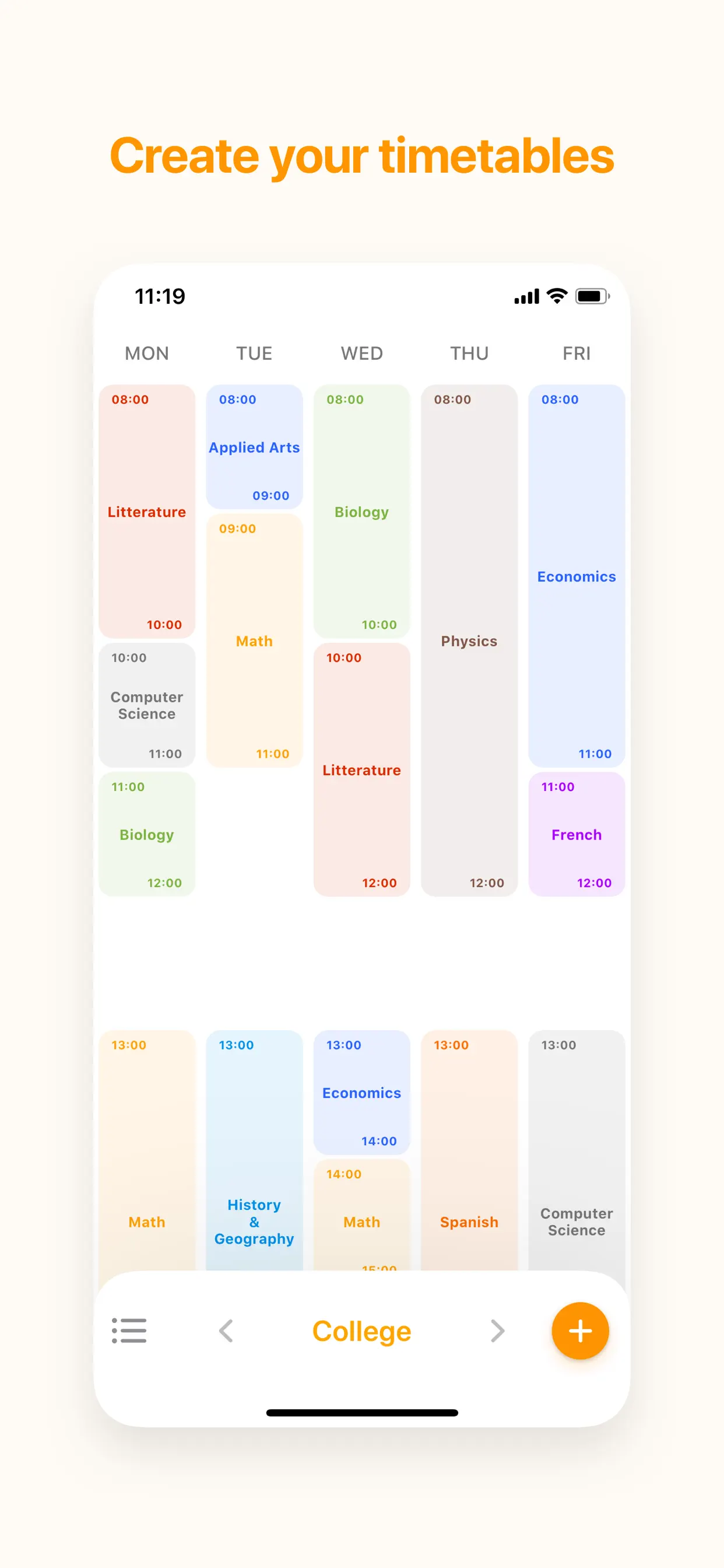 My Timetable - Quick & Simple App Store screenshot 1