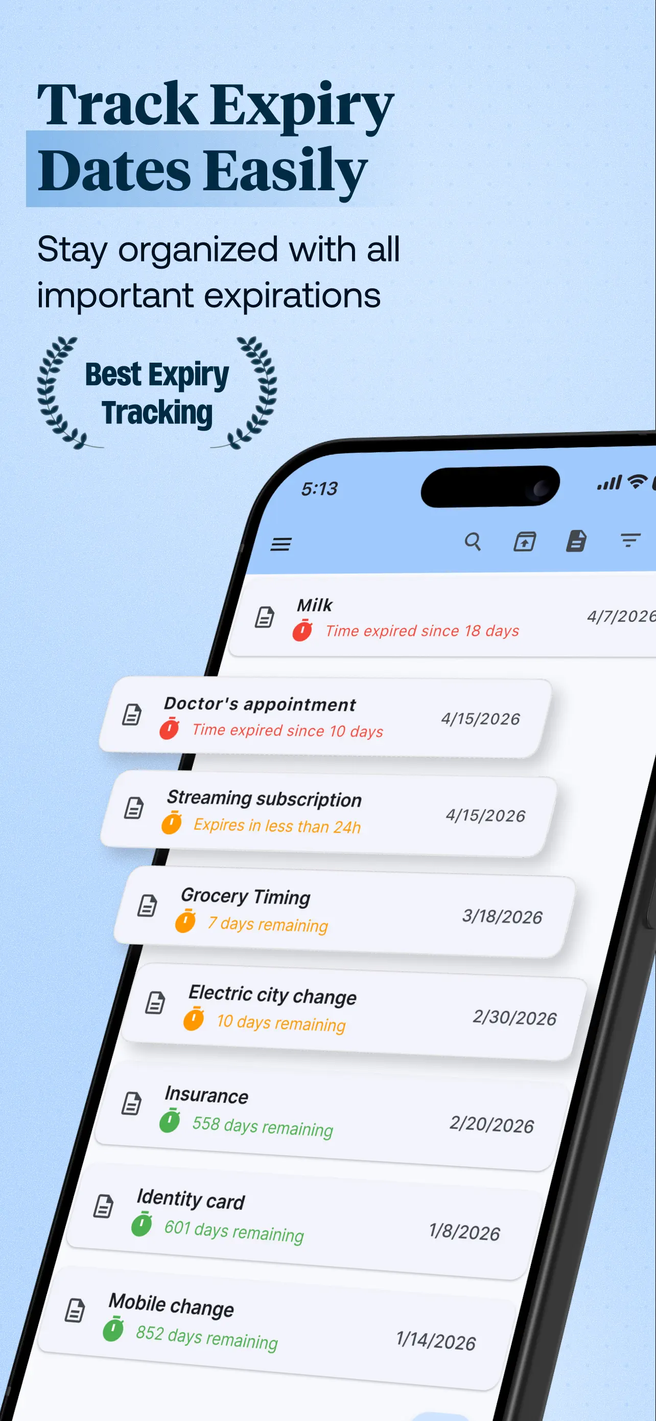 ExpiNotif: Expiration dates App Store screenshot 1