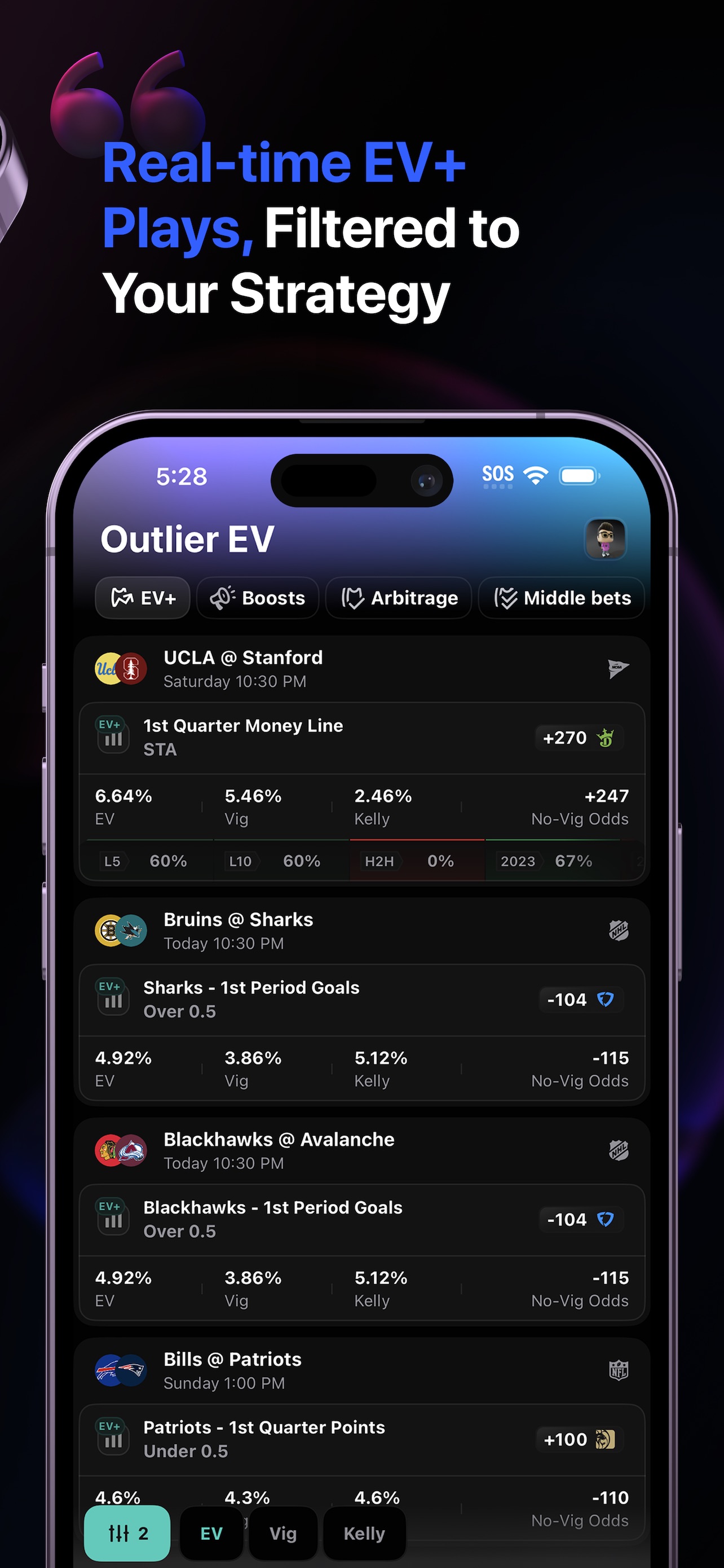 Outlier: Smart Sports Betting App Store screenshot 2