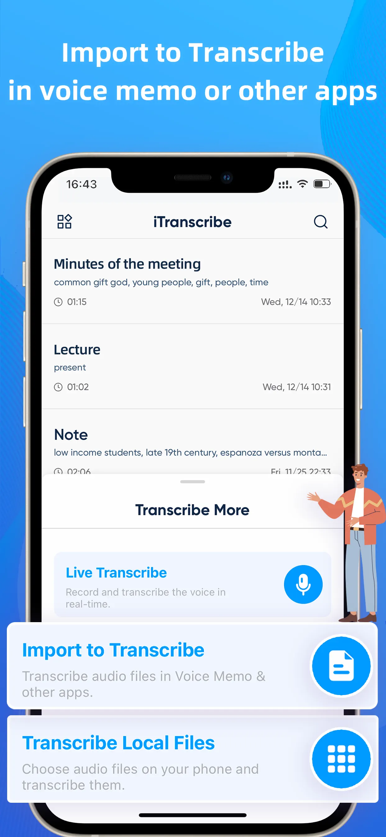 iTranscribe - Audio to Text App Store screenshot 1