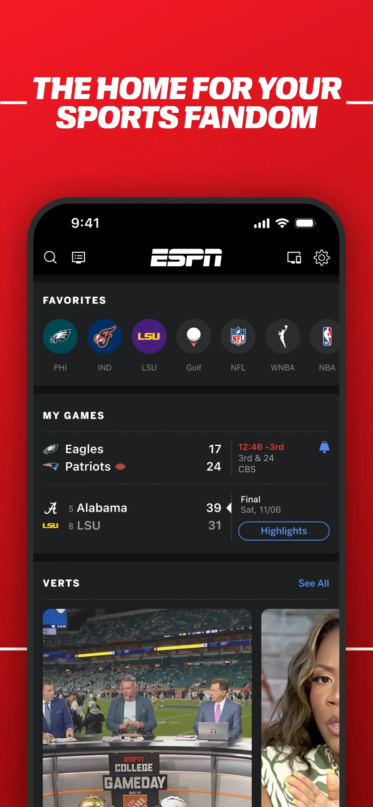 ESPN: Live Sports & Scores App Store screenshot 2