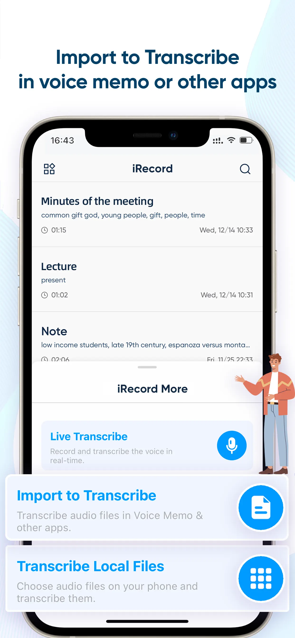 iRecord: Transcribe Voice Memo App Store screenshot 2