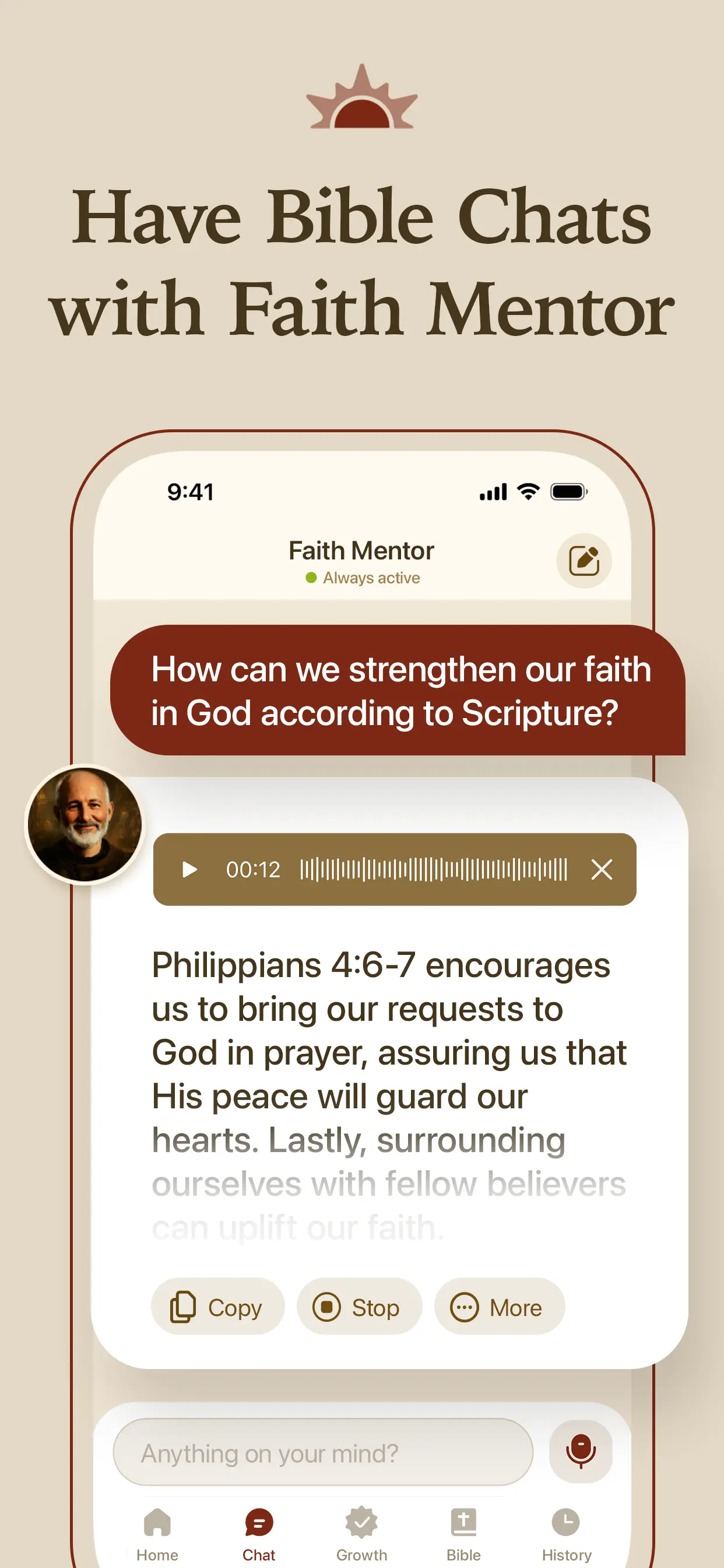 Faith Mentor - AI Bible Chat App Store screenshot 1